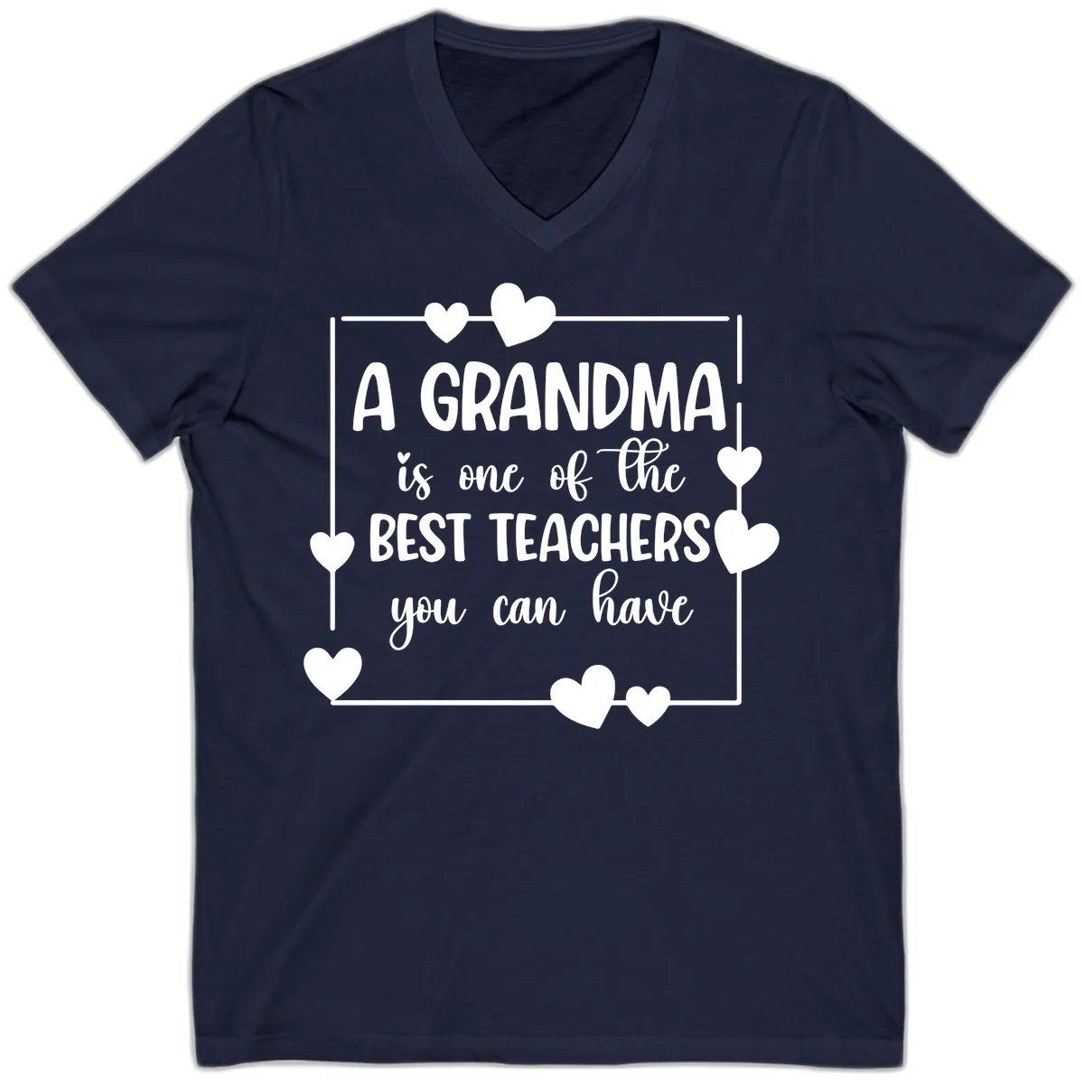 Grandma Is A Best Teacher Design V-Neck in Navy