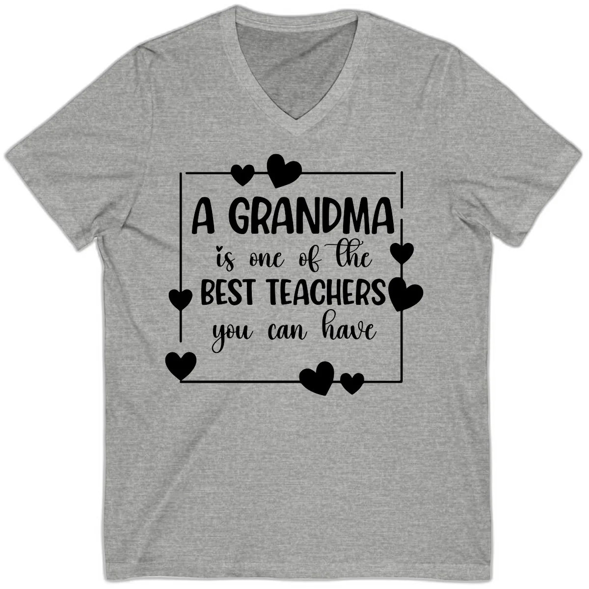 Grandma Is A Best Teacher Design V-Neck in Athletic Heather
