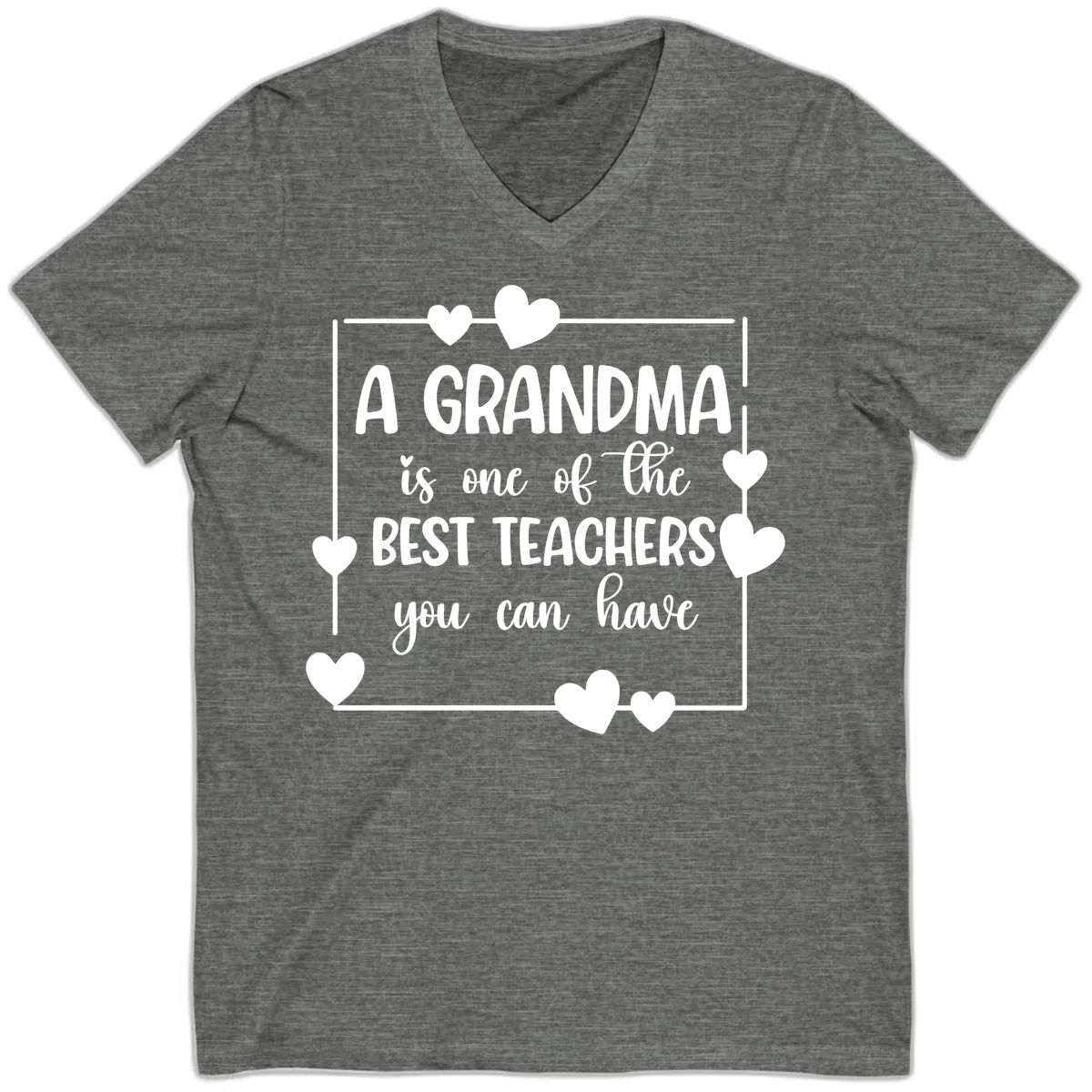 Grandma Is A Best Teacher Design V-Neck in Deep Heather