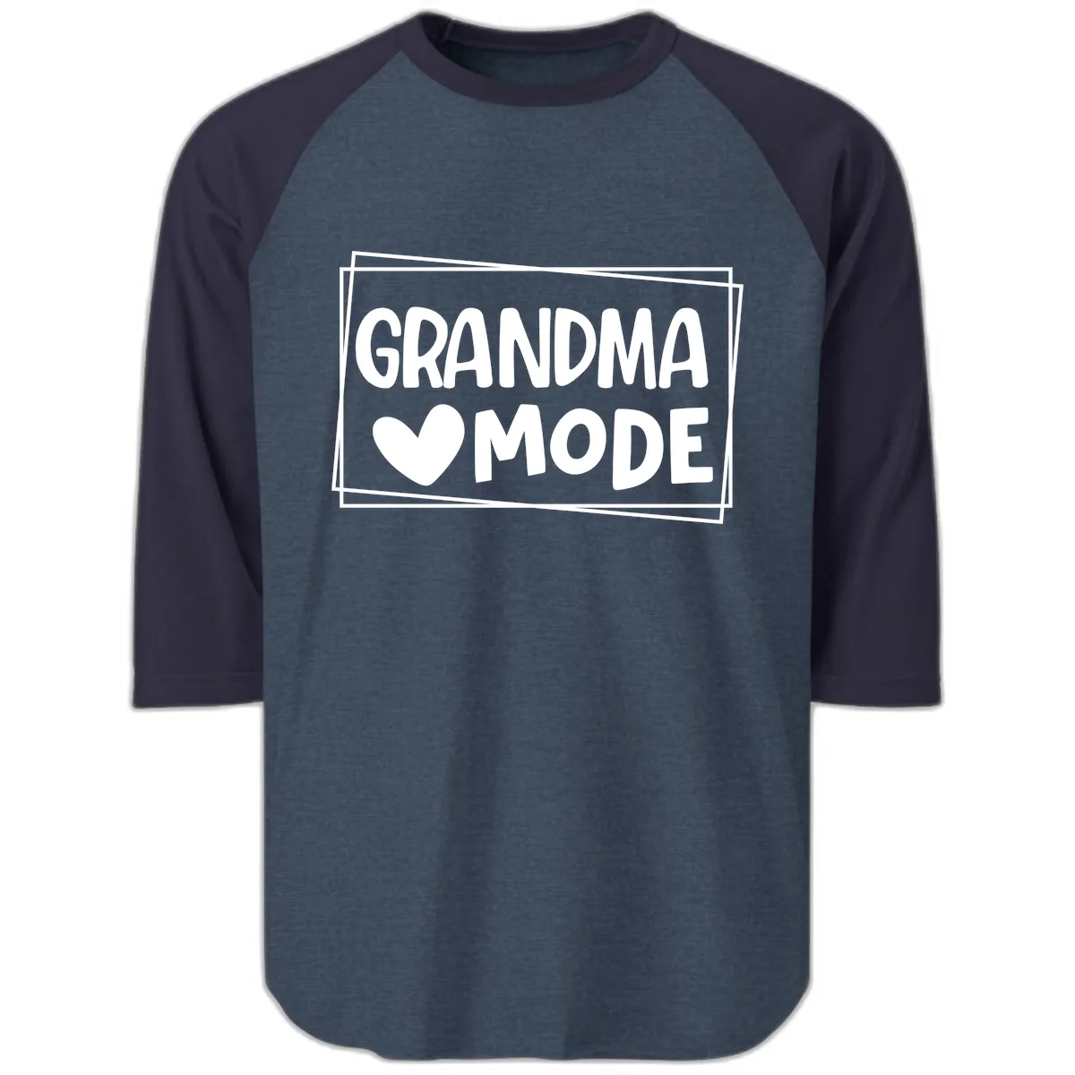 Grandma Mode Activated Shirt Raglan 3/4 in Heather Denim Navy