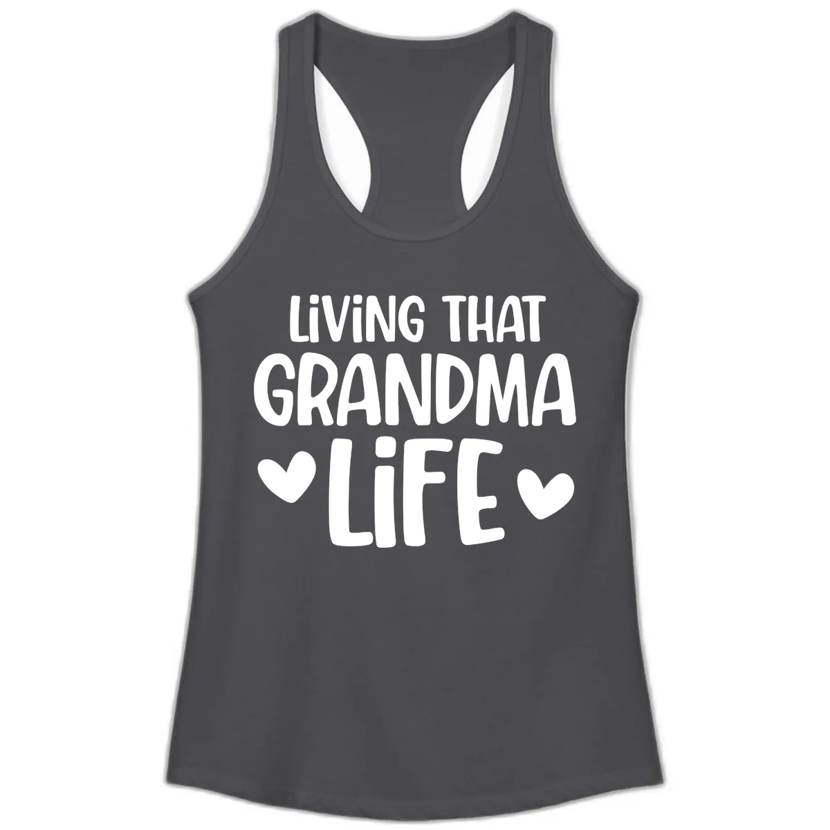 Living That Grandma Life Ladies Tank in Solid Dark Gray