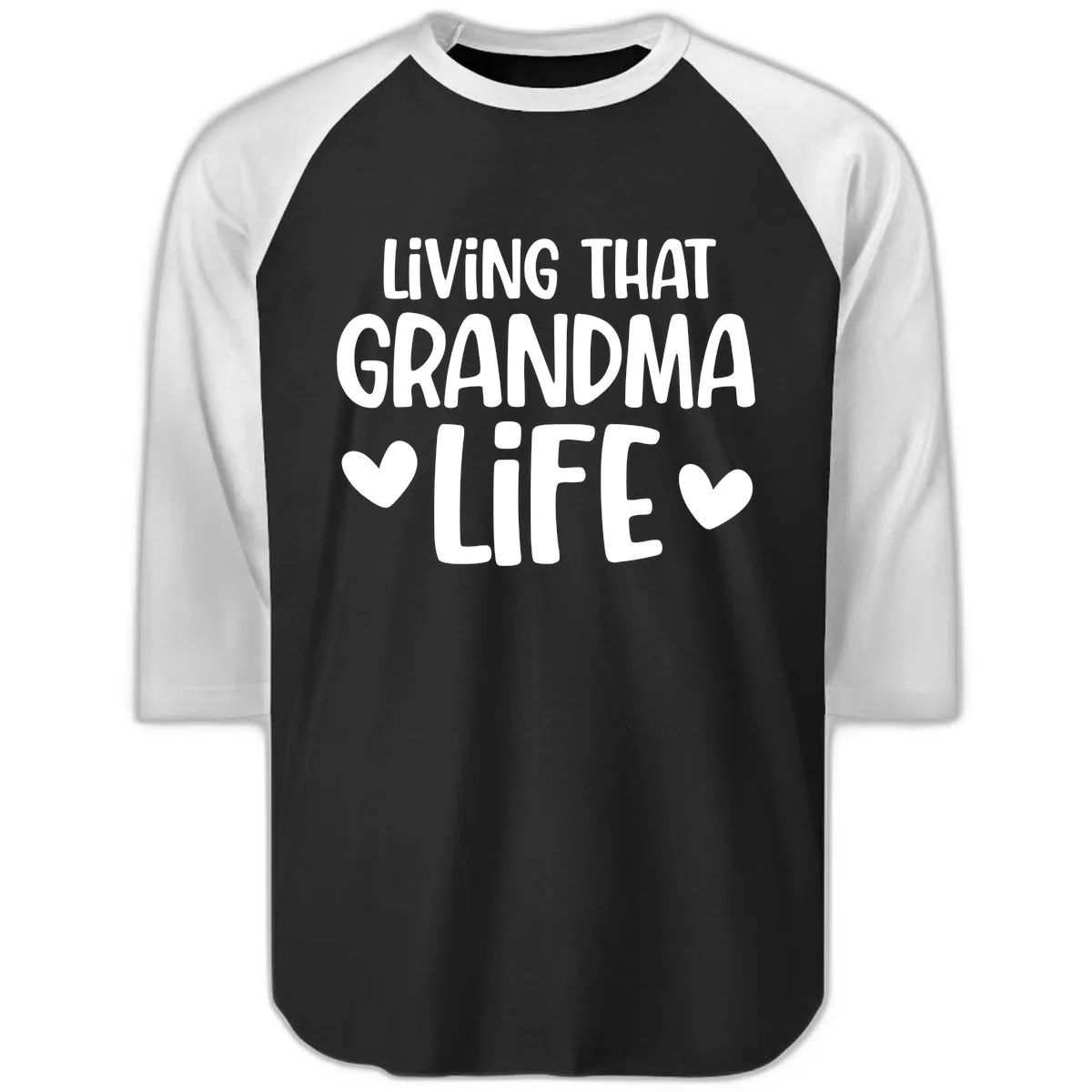 Living That Grandma Life Raglan 3/4 in Black White