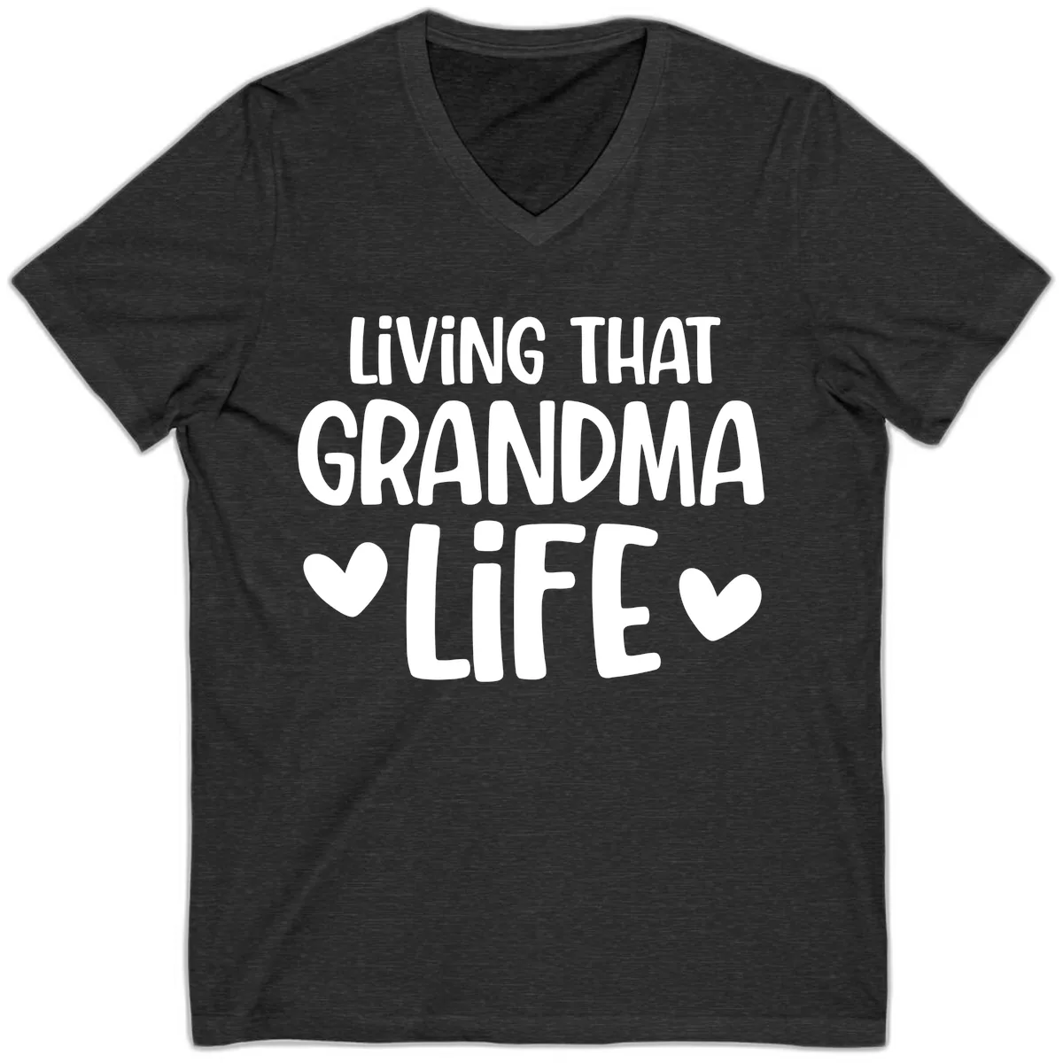 Living That Grandma Life V-Neck in Dark Grey Heather