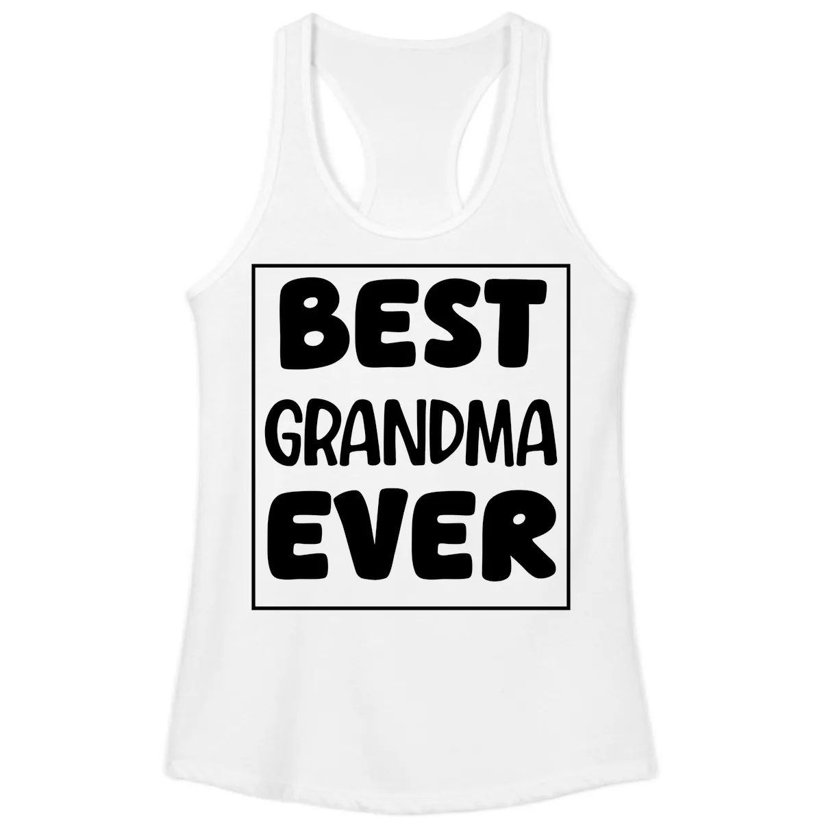 Best Grandma Ever Typography Design Ladies Tank in White