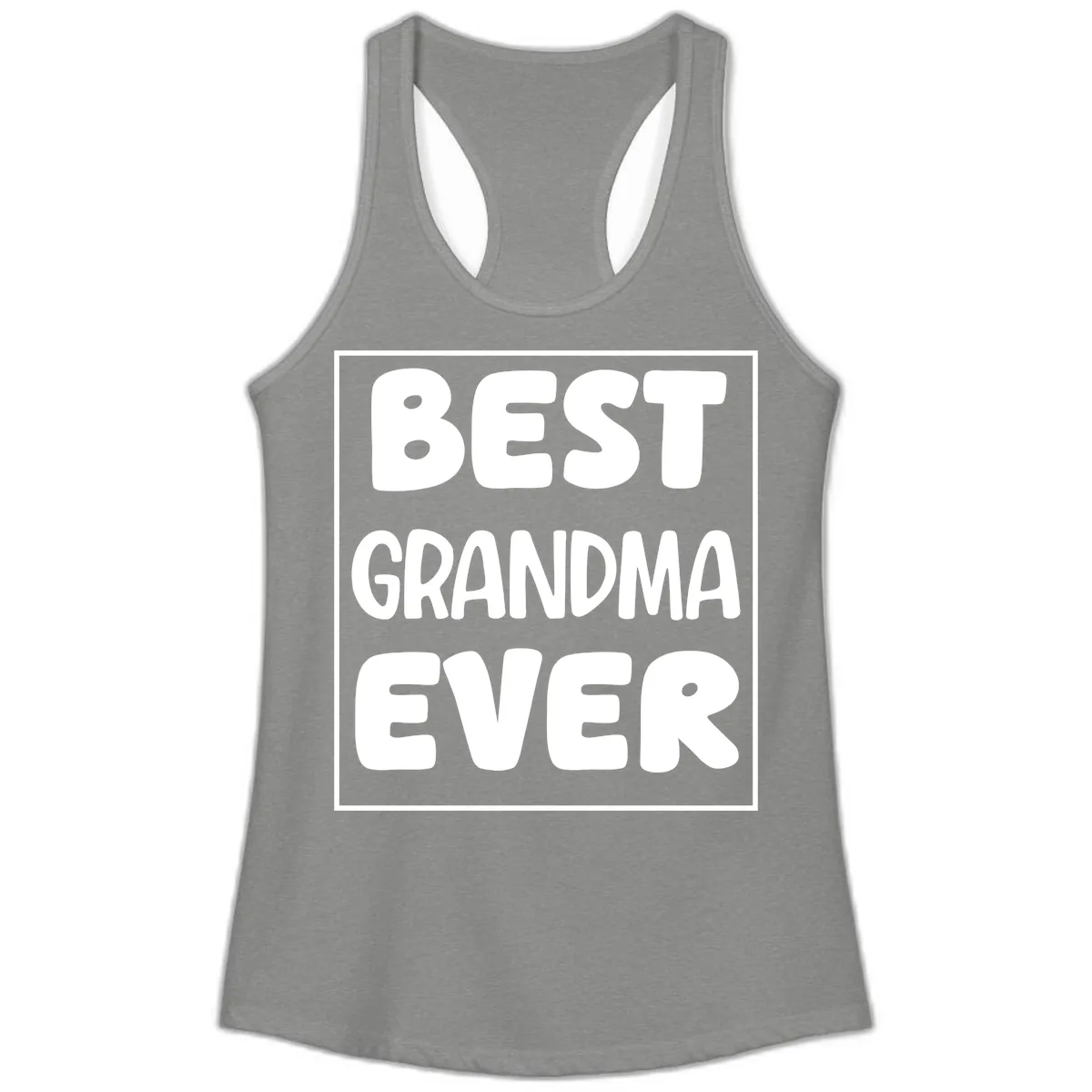 Best Grandma Ever Typography Design Ladies Tank in Heather Grey