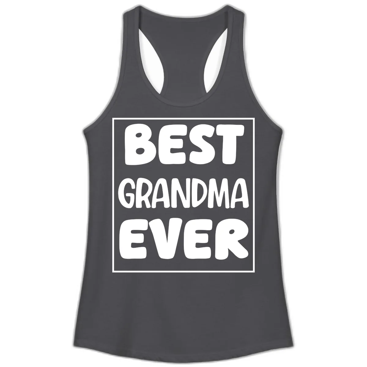 Best Grandma Ever Typography Design Ladies Tank in Solid Dark Gray