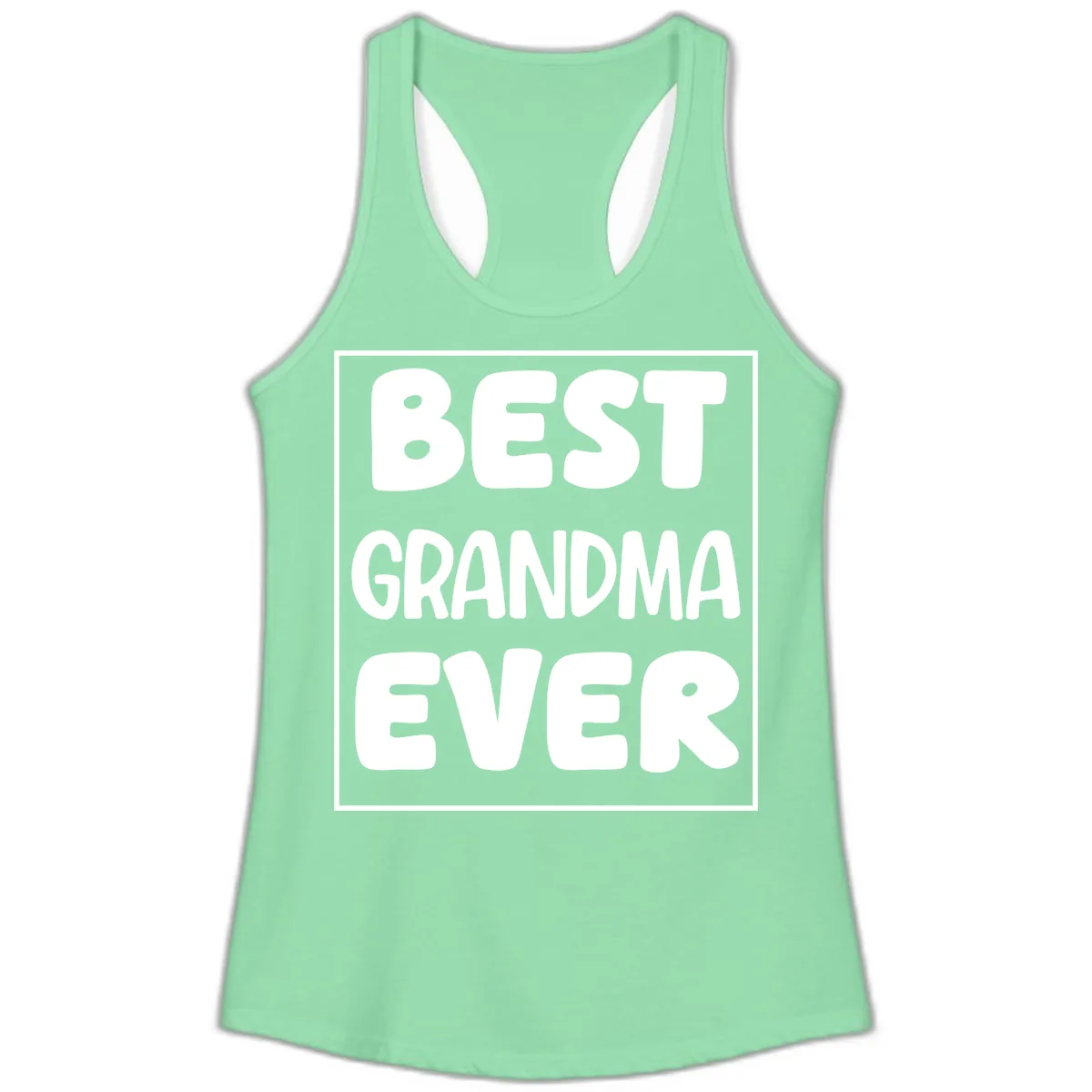 Best Grandma Ever Typography Design Ladies Tank in Solid Mint