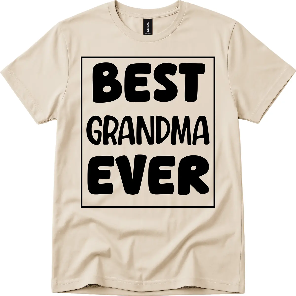 Best Grandma Ever Typography Design T-Shirt in Sand