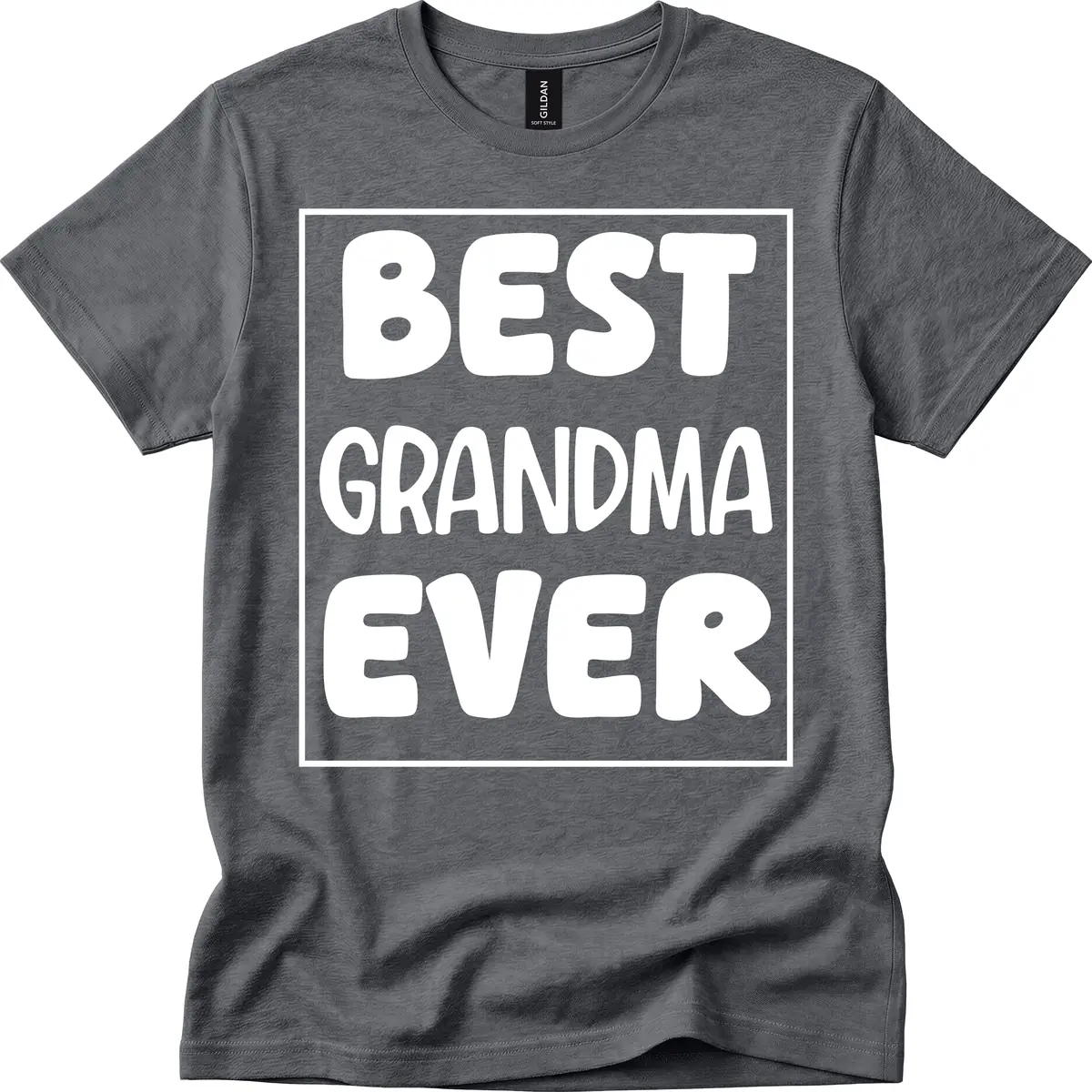 Best Grandma Ever Typography Design T-Shirt in Dark Heather