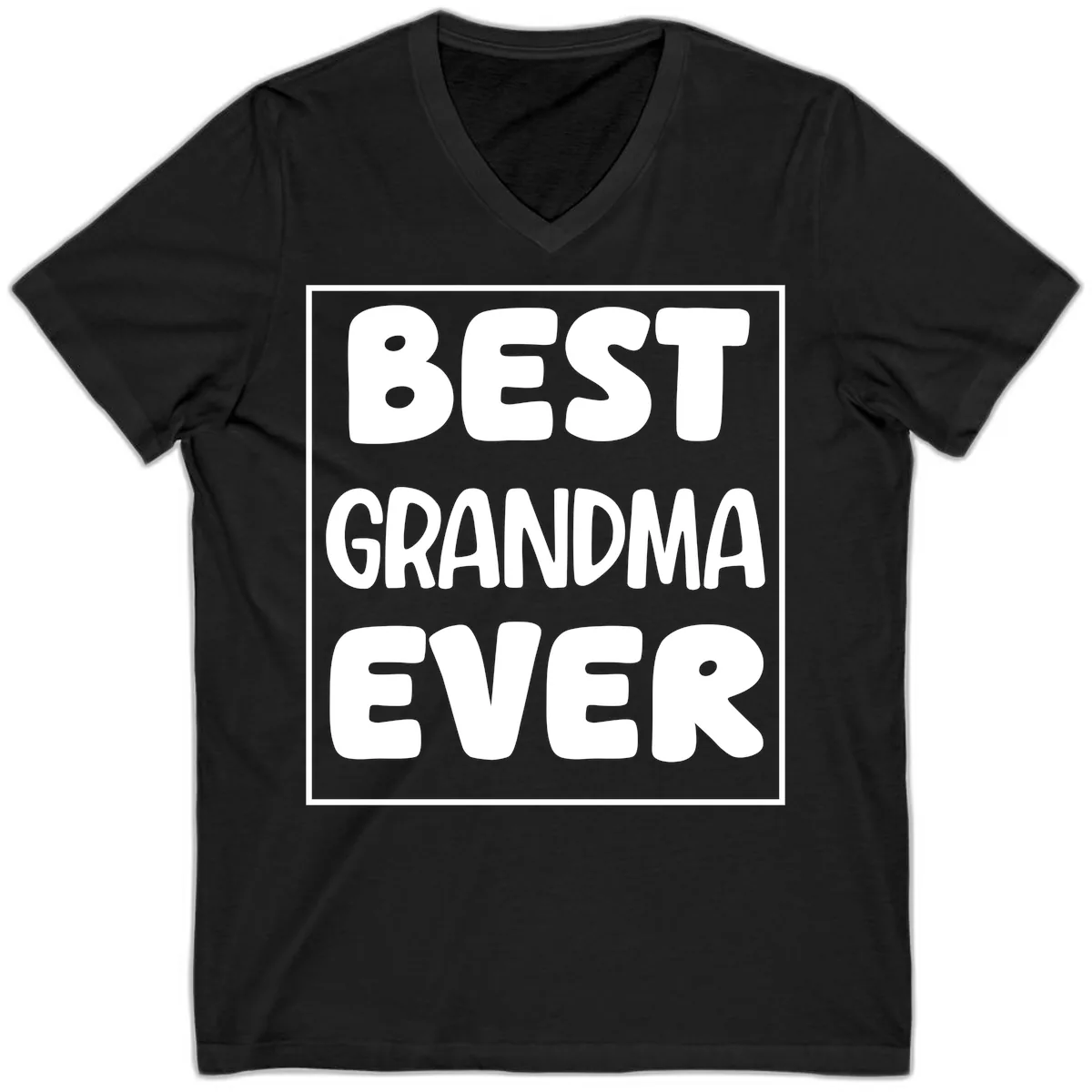 Best Grandma Ever Typography Design V-Neck in Black