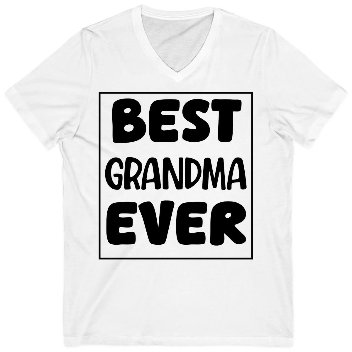 Best Grandma Ever Typography Design V-Neck in White