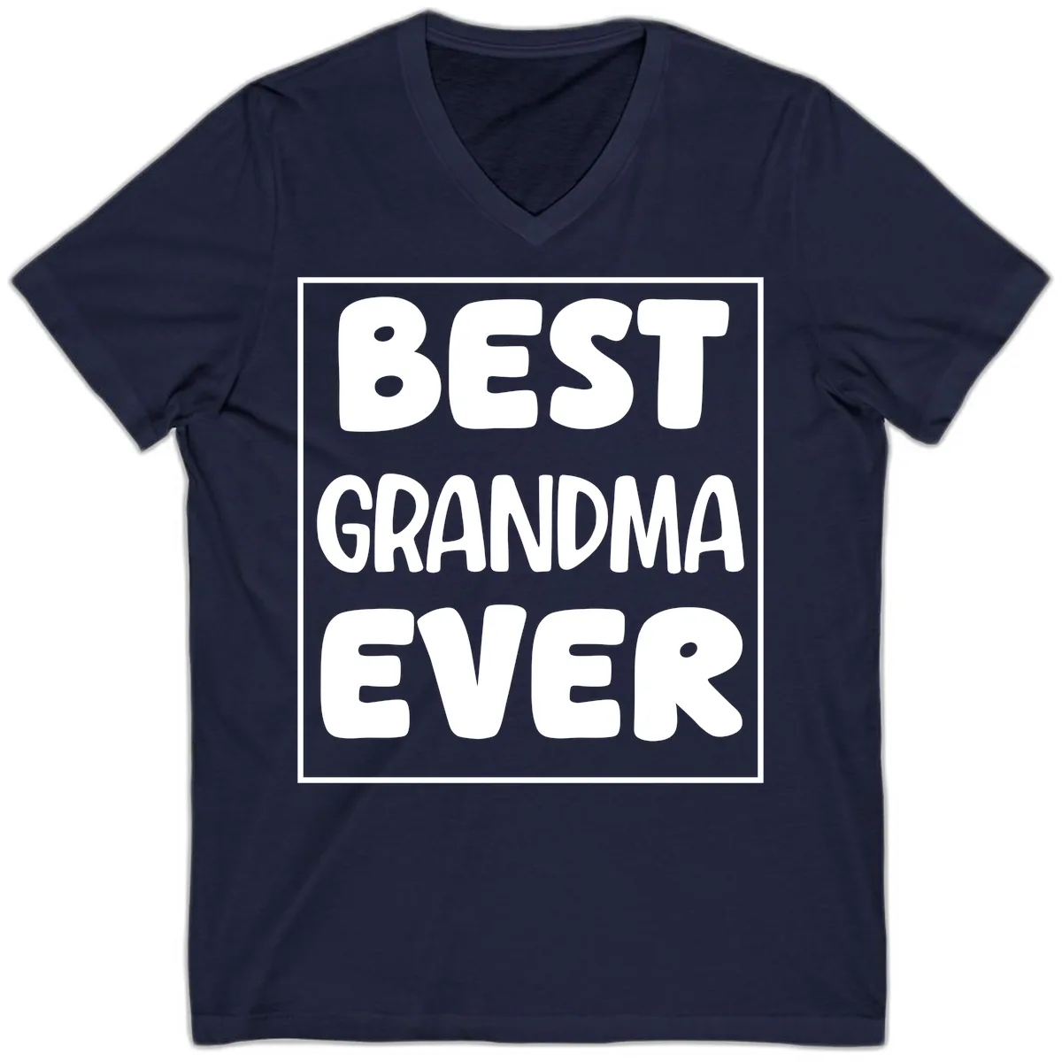 Best Grandma Ever Typography Design V-Neck in Navy