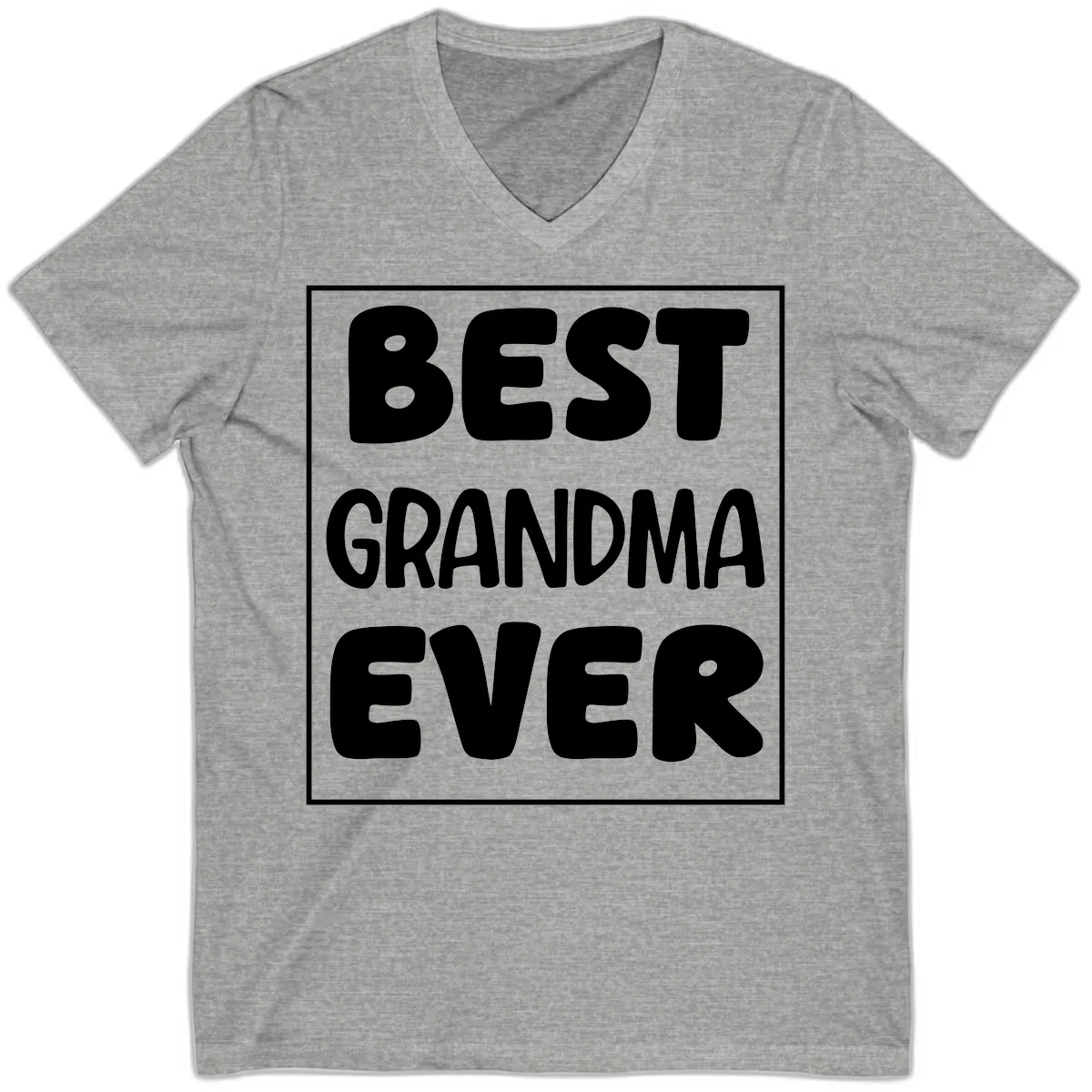 Best Grandma Ever Typography Design V-Neck in Athletic Heather
