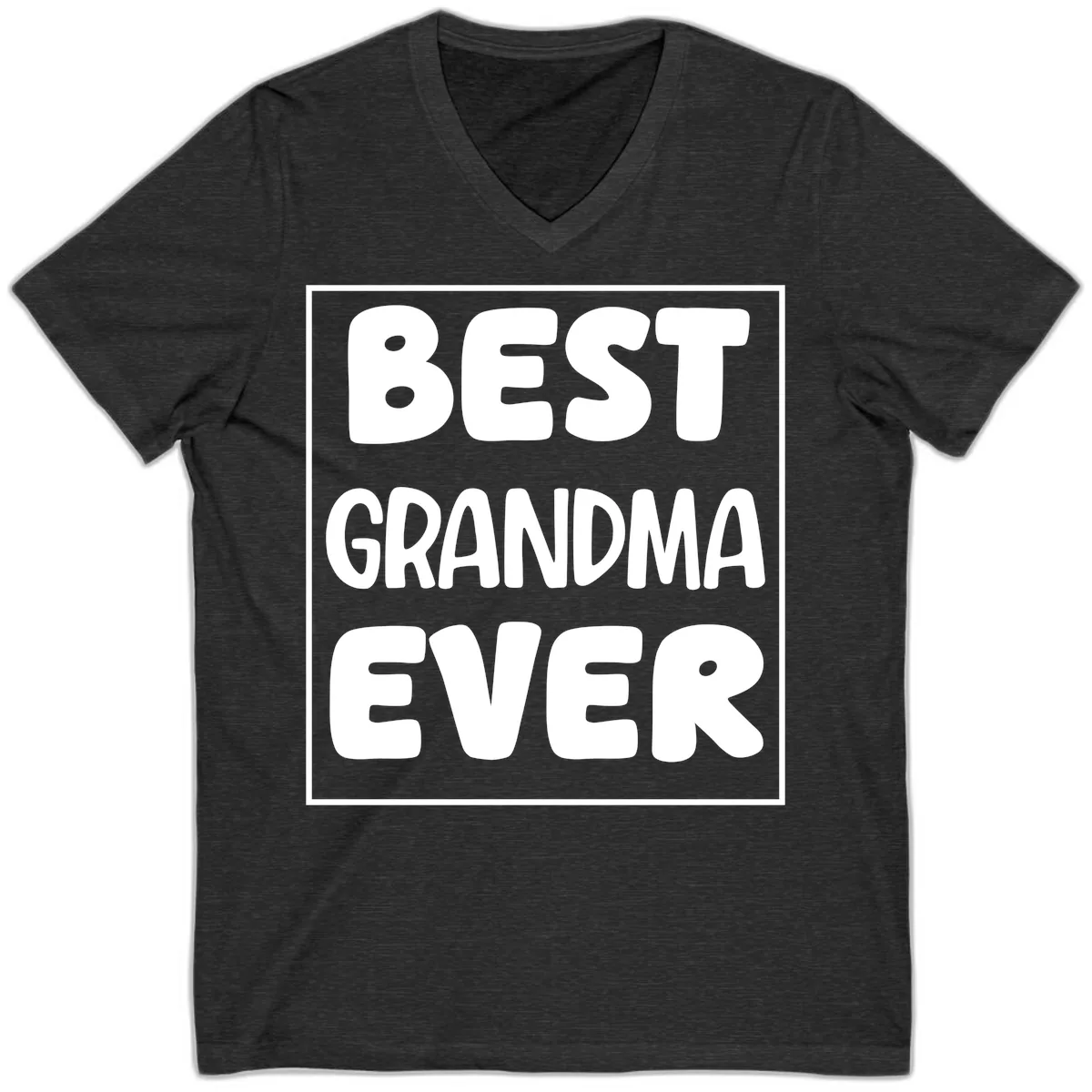 Best Grandma Ever Typography Design V-Neck in Dark Grey Heather