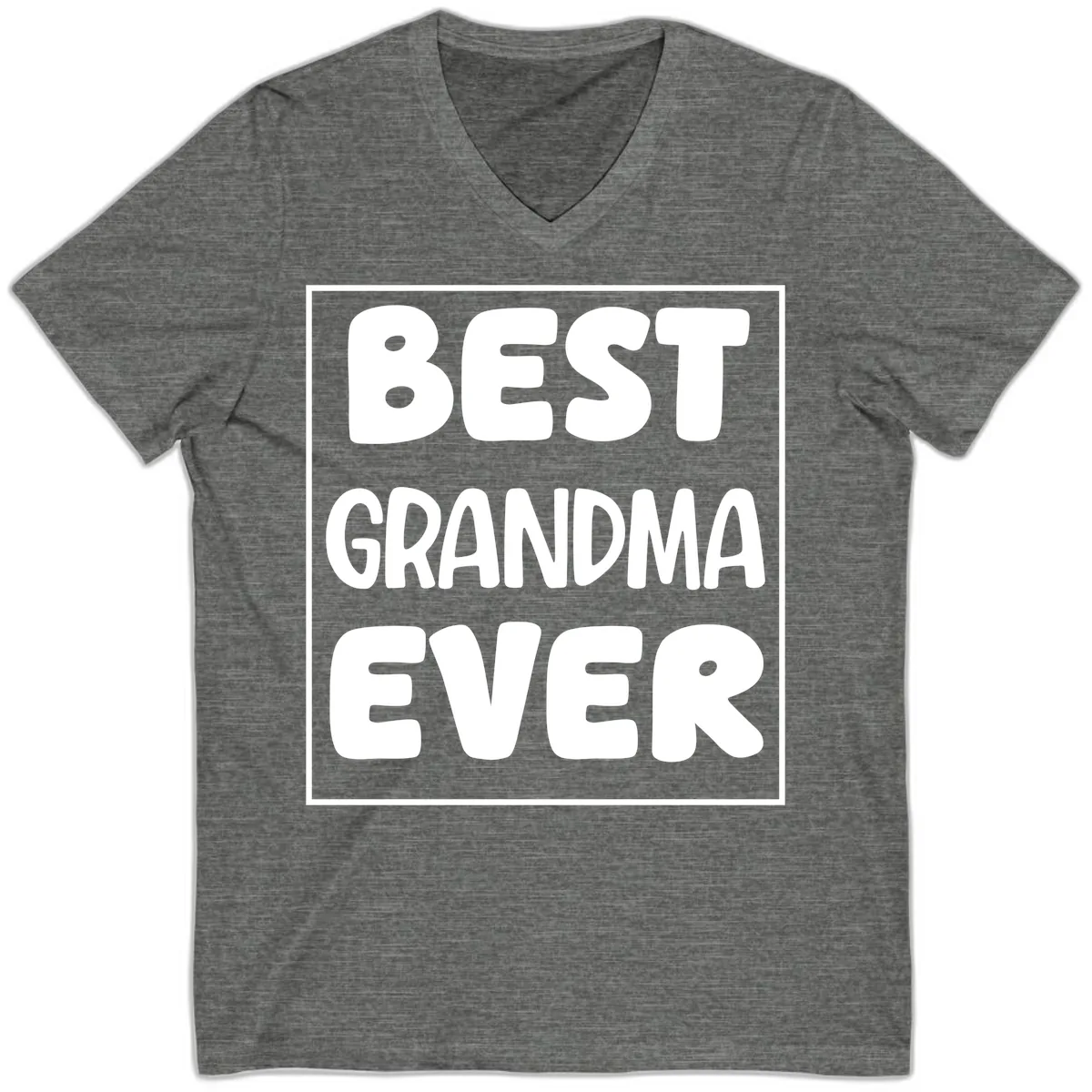 Best Grandma Ever Typography Design V-Neck in Deep Heather