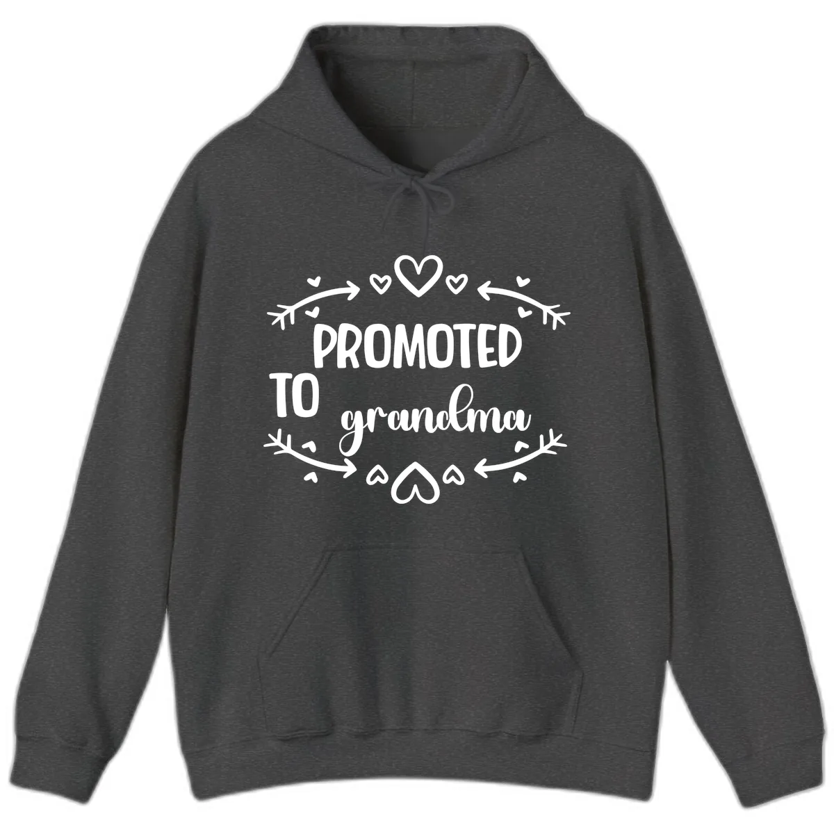 Promoted To Grandma Announcement Hoodie in Dark Heather