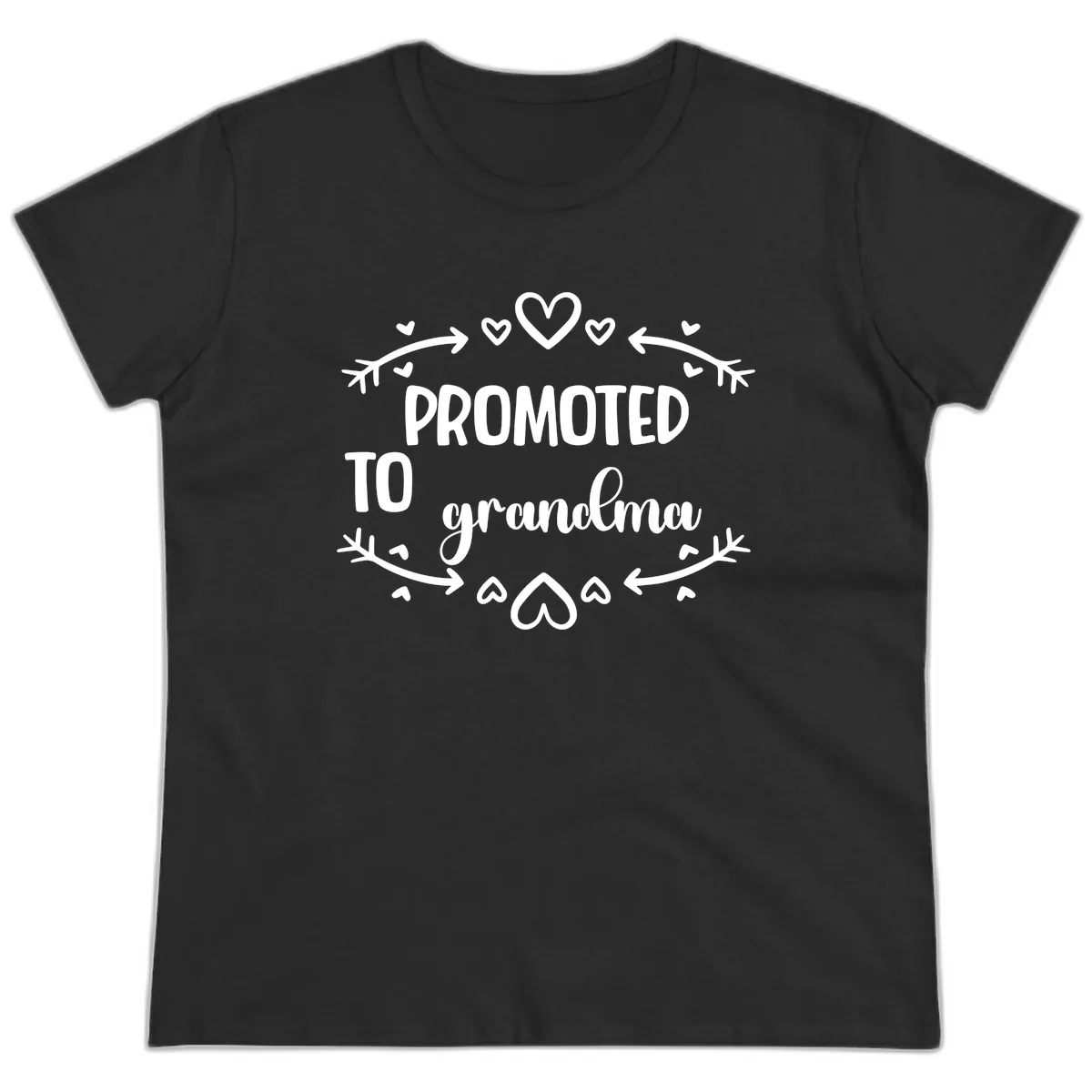 Promoted To Grandma Announcement Ladies Tee in Black