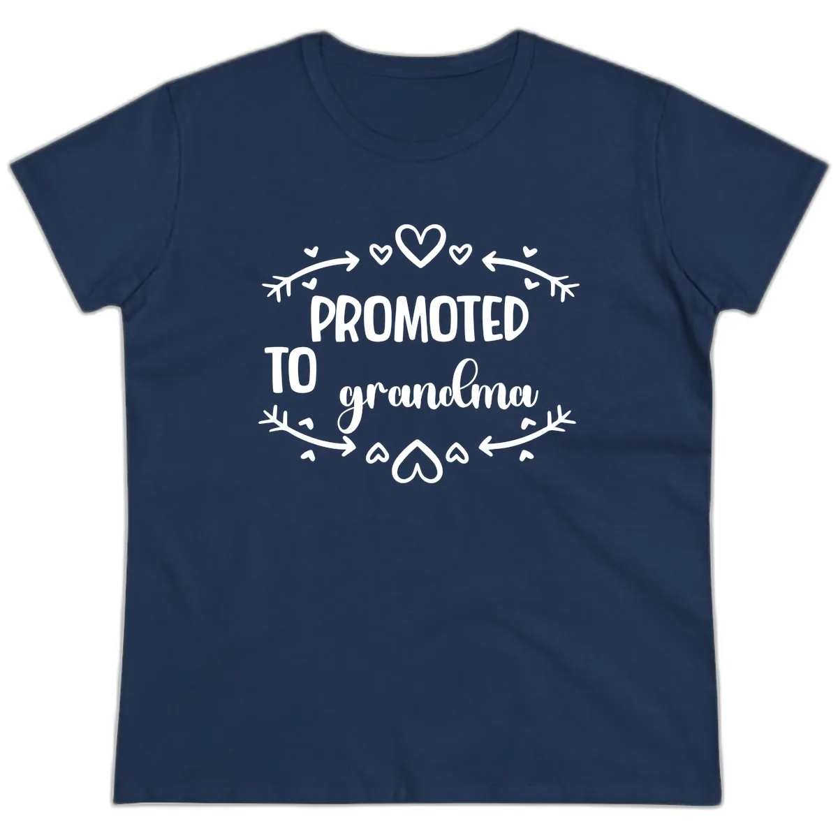 Promoted To Grandma Announcement Ladies Tee in Navy