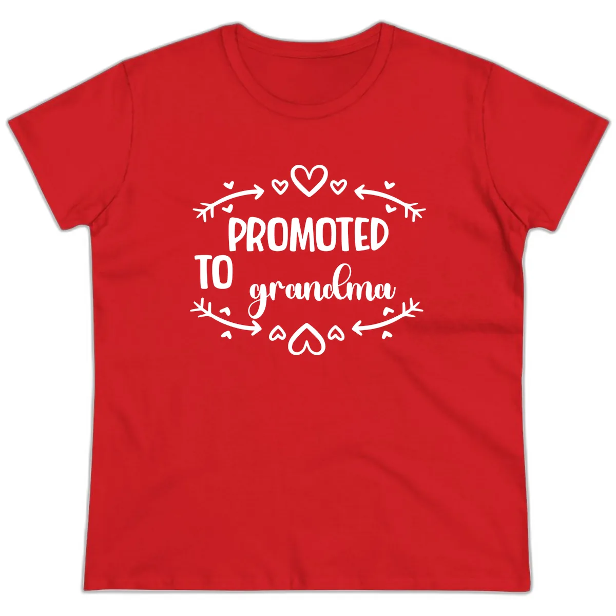 Promoted To Grandma Announcement Ladies Tee in Red