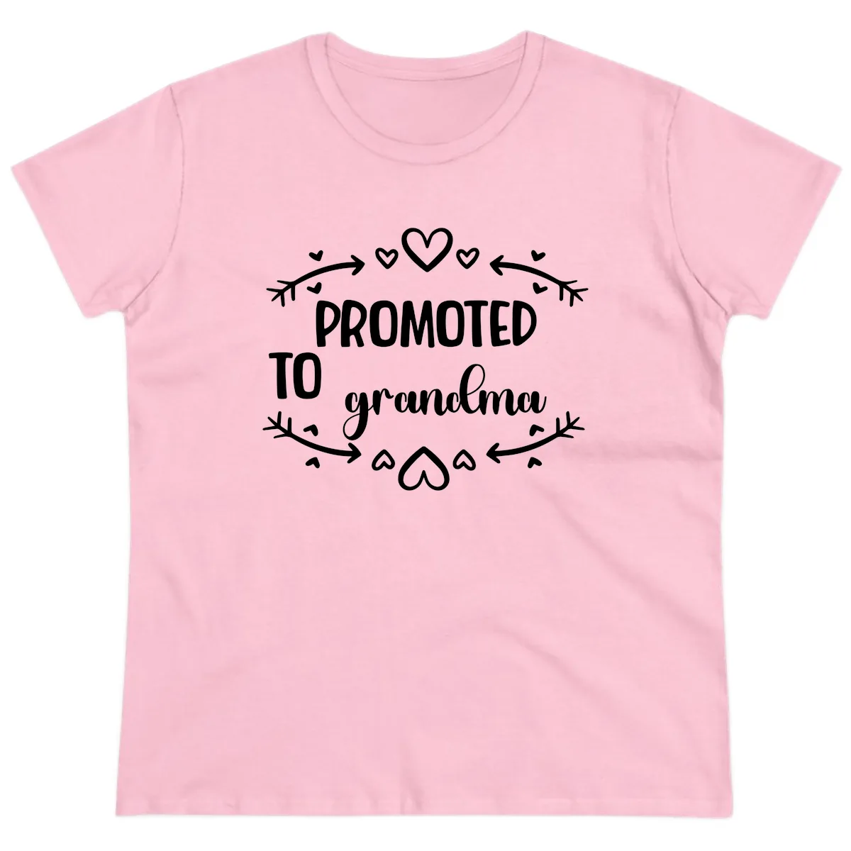 Promoted To Grandma Announcement Ladies Tee in Light Pink