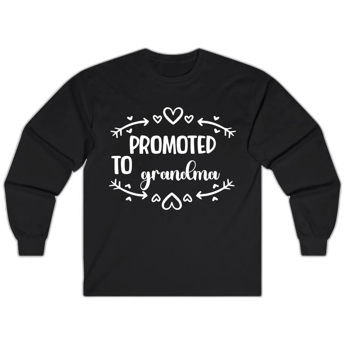 Promoted To Grandma Announcement Long Sleeve in Black