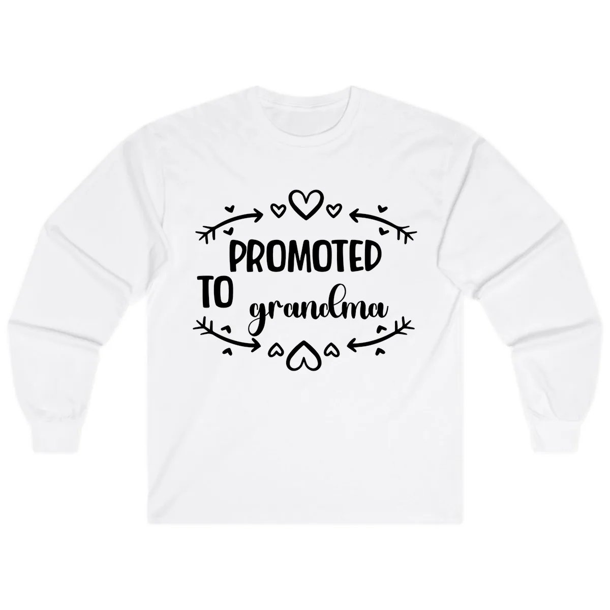 Promoted To Grandma Announcement Long Sleeve in White