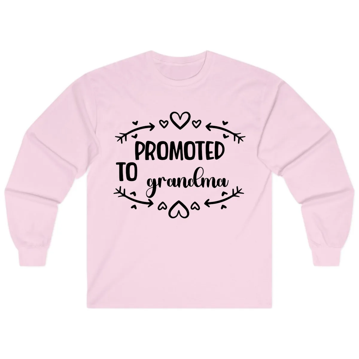 Promoted To Grandma Announcement Long Sleeve in Light Pink