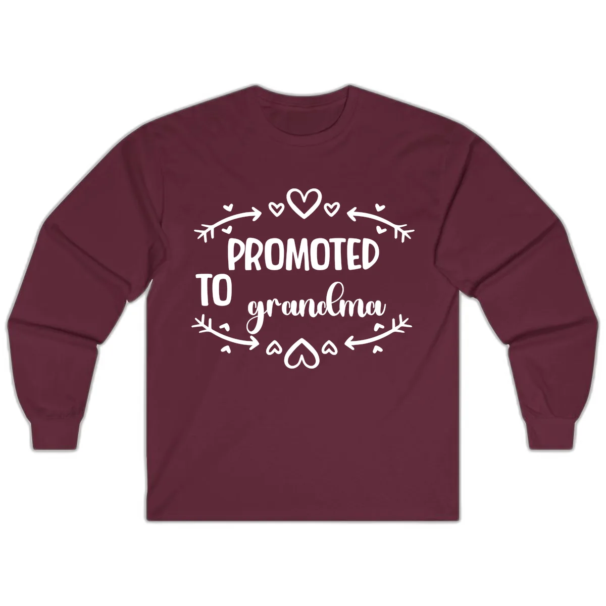Promoted To Grandma Announcement Long Sleeve in Maroon