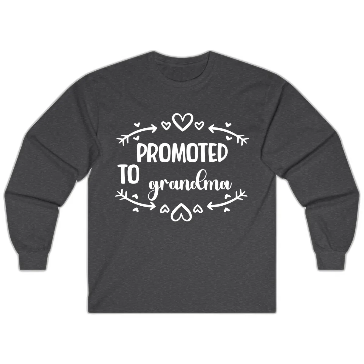 Promoted To Grandma Announcement Long Sleeve in Dark Heather