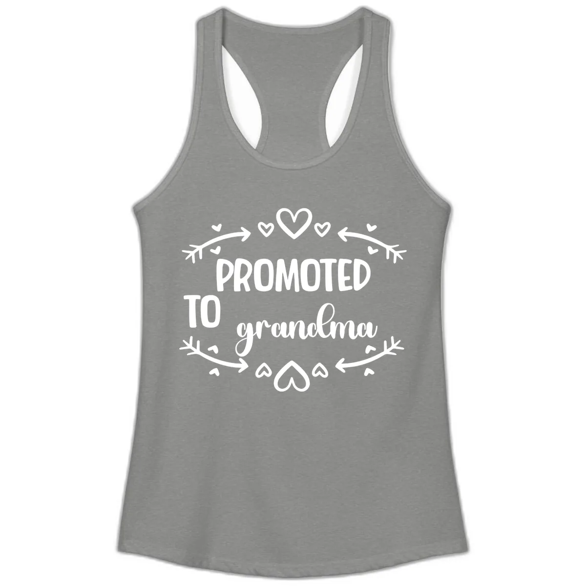 Promoted To Grandma Announcement Ladies Tank in Heather Grey