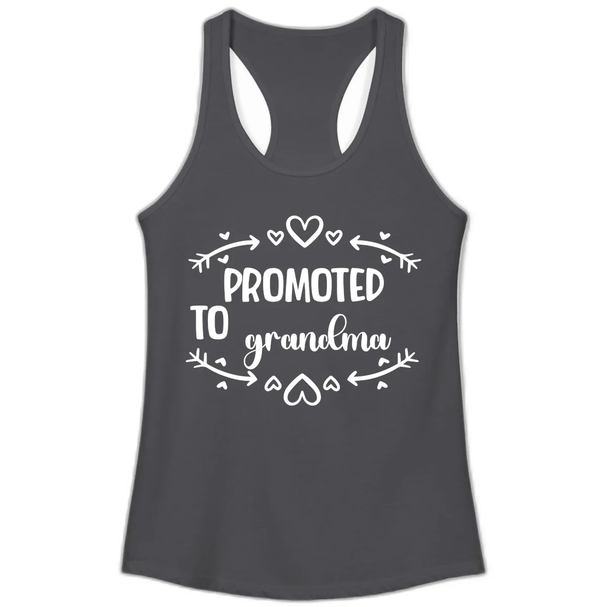 Promoted To Grandma Announcement Ladies Tank in Solid Dark Gray