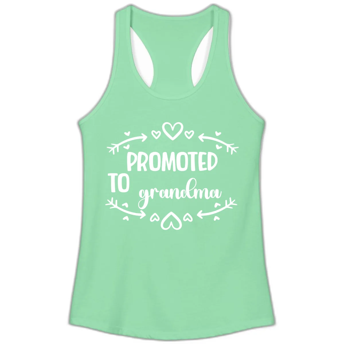 Promoted To Grandma Announcement Ladies Tank in Solid Mint