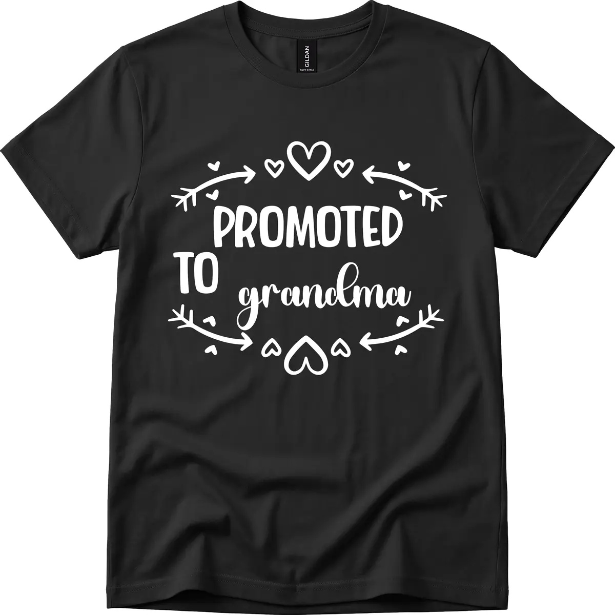 Promoted To Grandma Announcement T-Shirt in Black