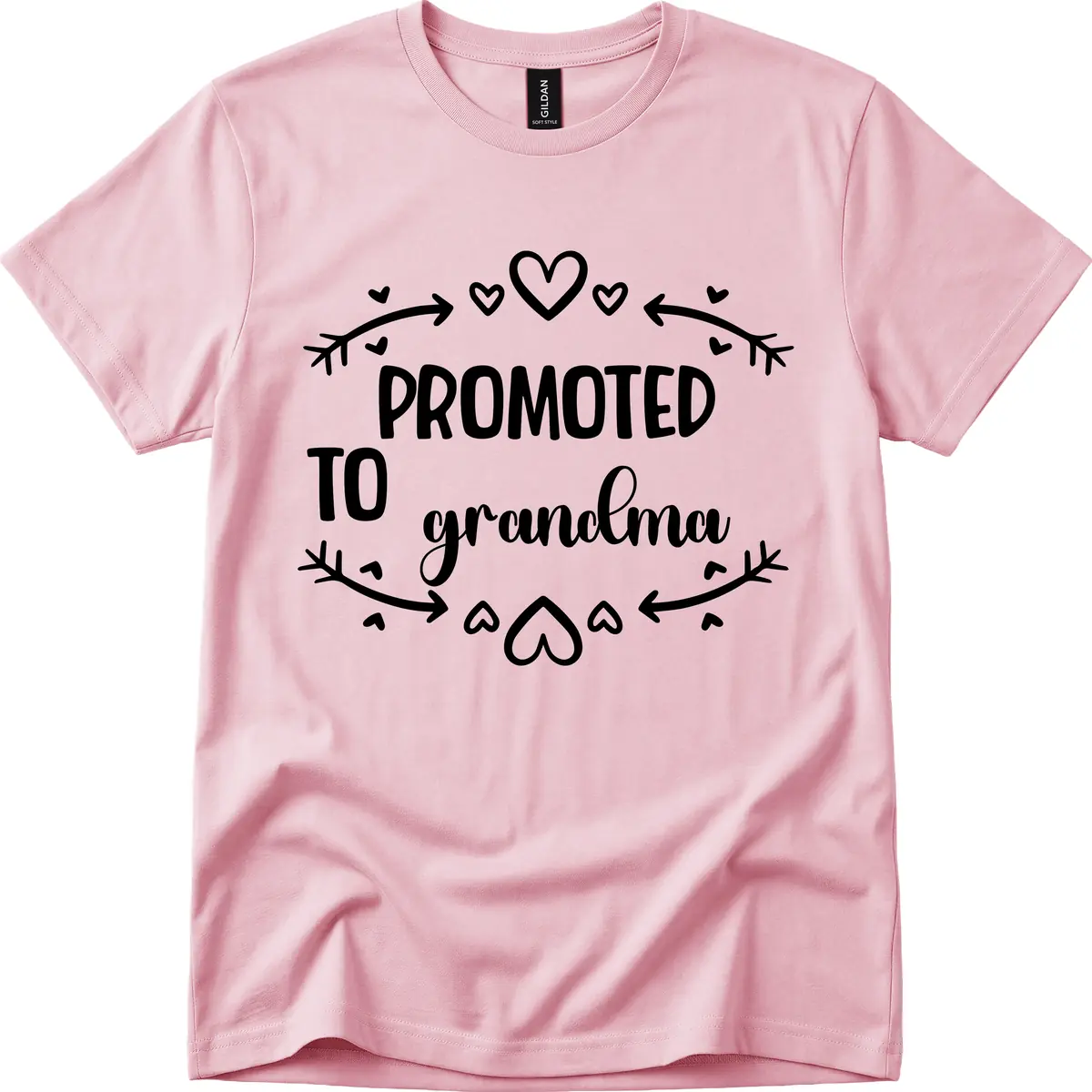 Promoted To Grandma Announcement T-Shirt in Light Pink