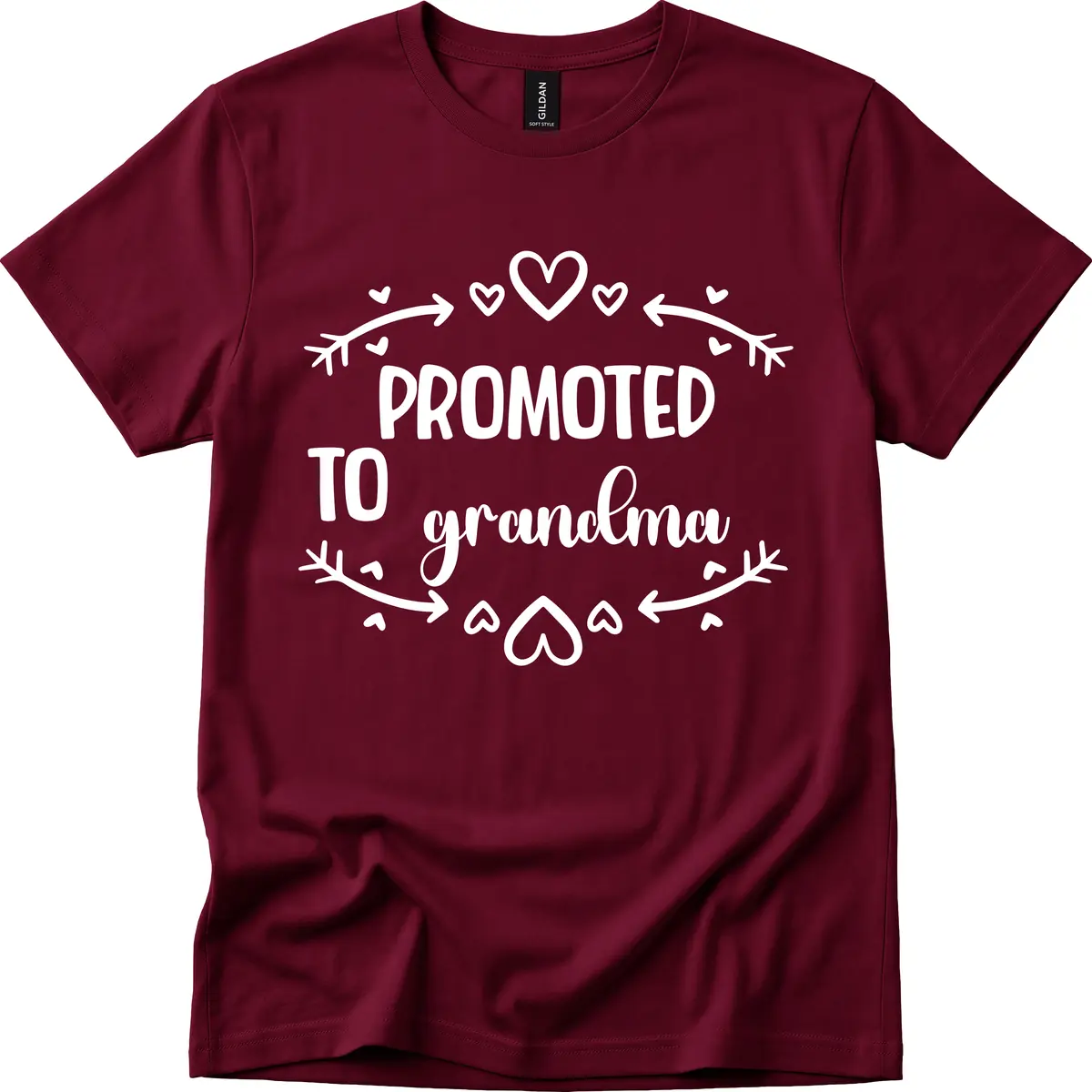 Promoted To Grandma Announcement T-Shirt in Maroon