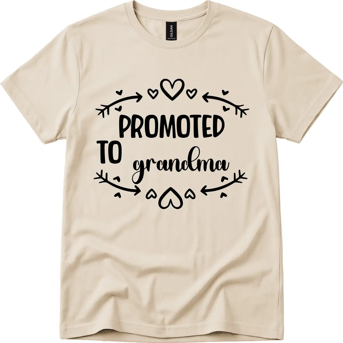Promoted To Grandma Announcement T-Shirt in Sand