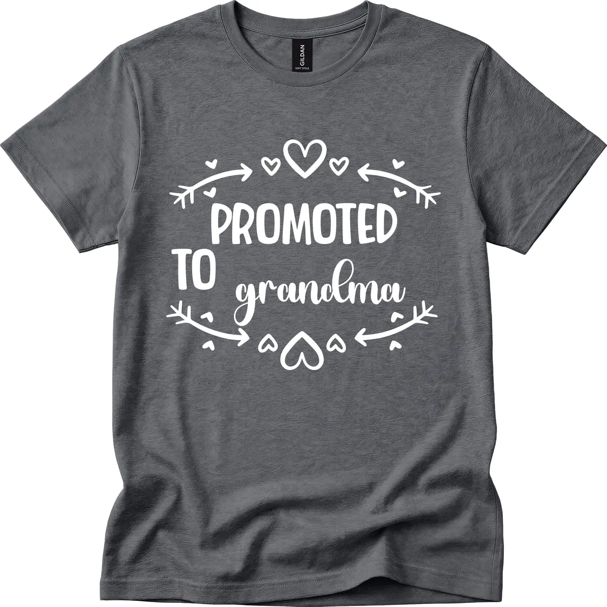 Promoted To Grandma Announcement T-Shirt in Dark Heather