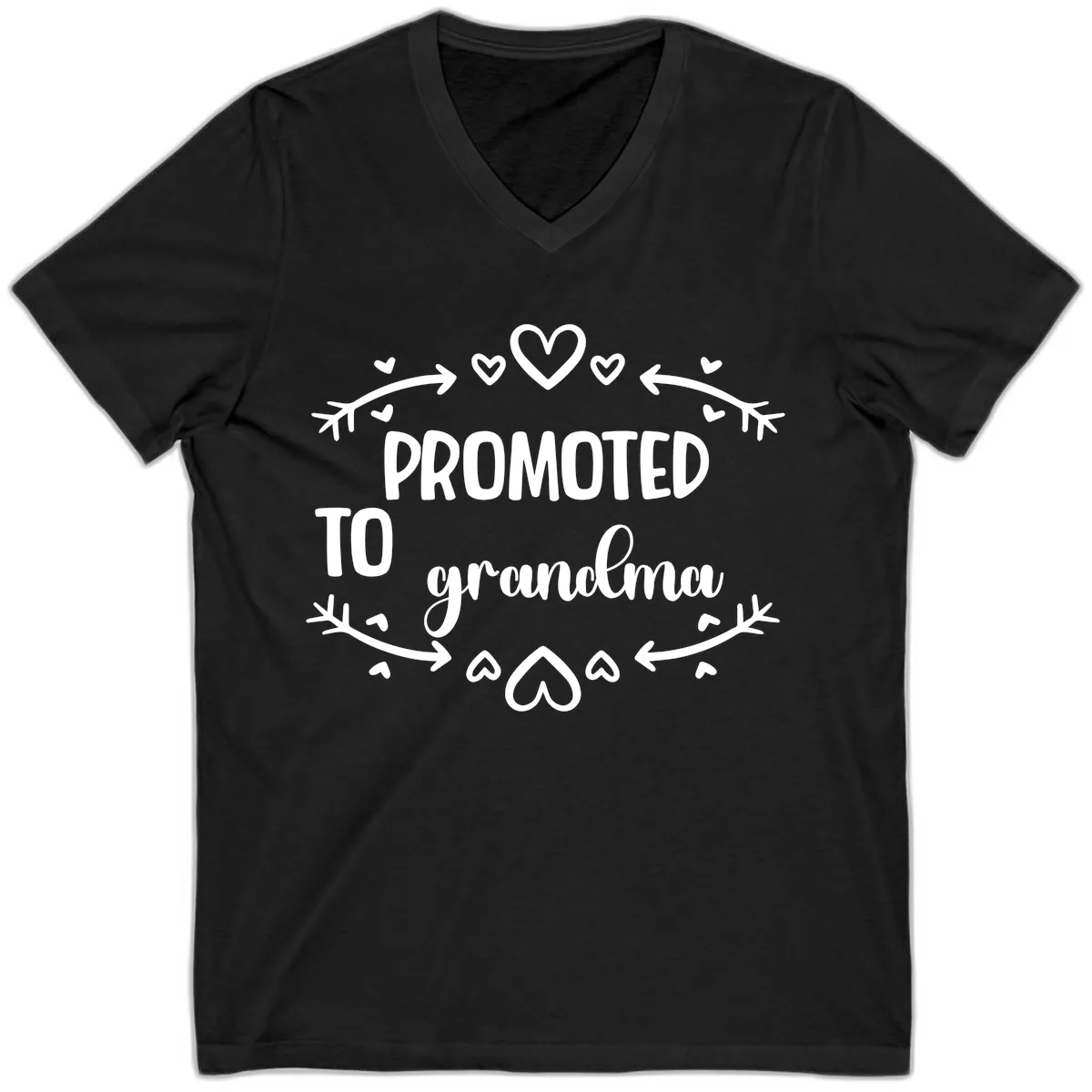 Promoted To Grandma Announcement V-Neck in Black