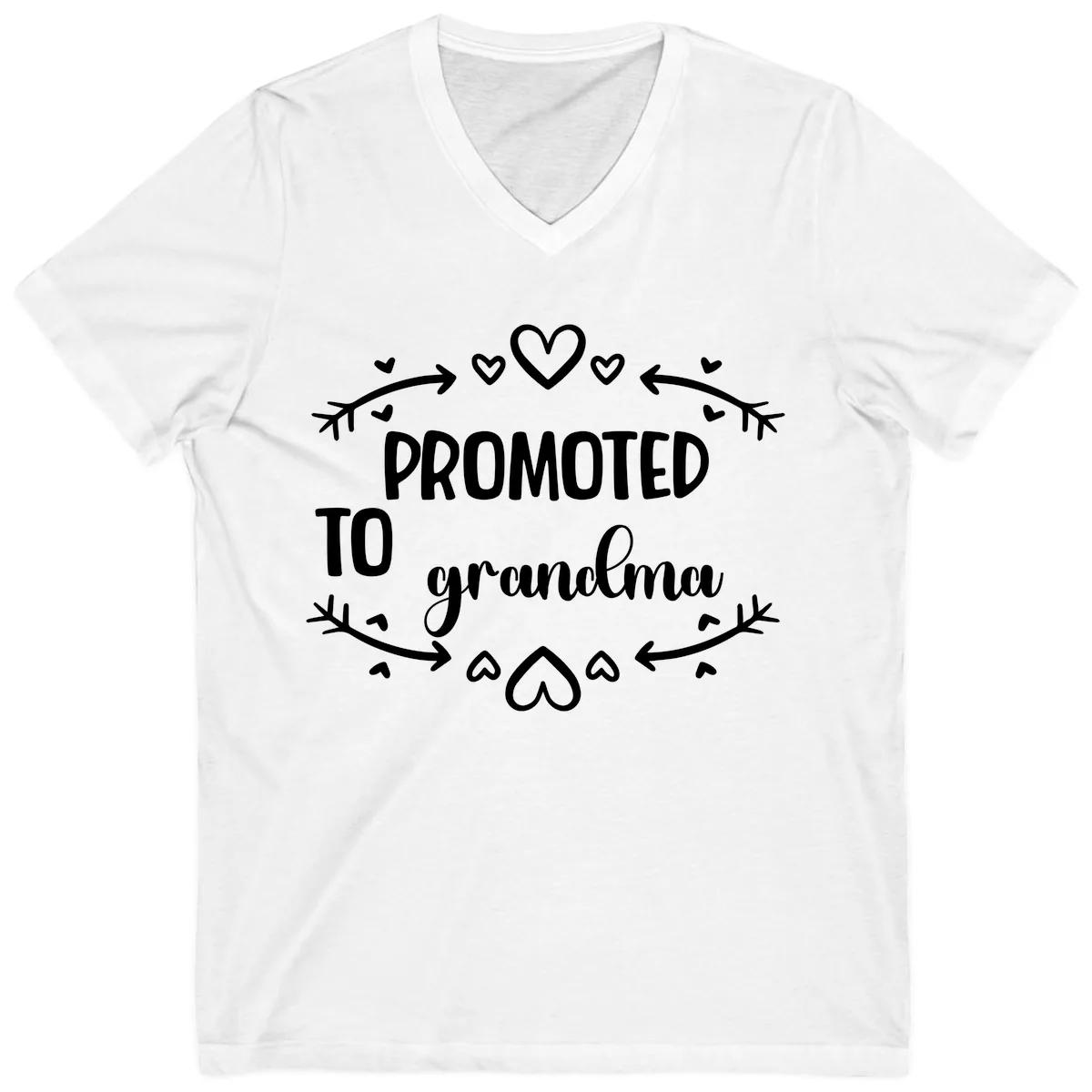 Promoted To Grandma Announcement V-Neck in White