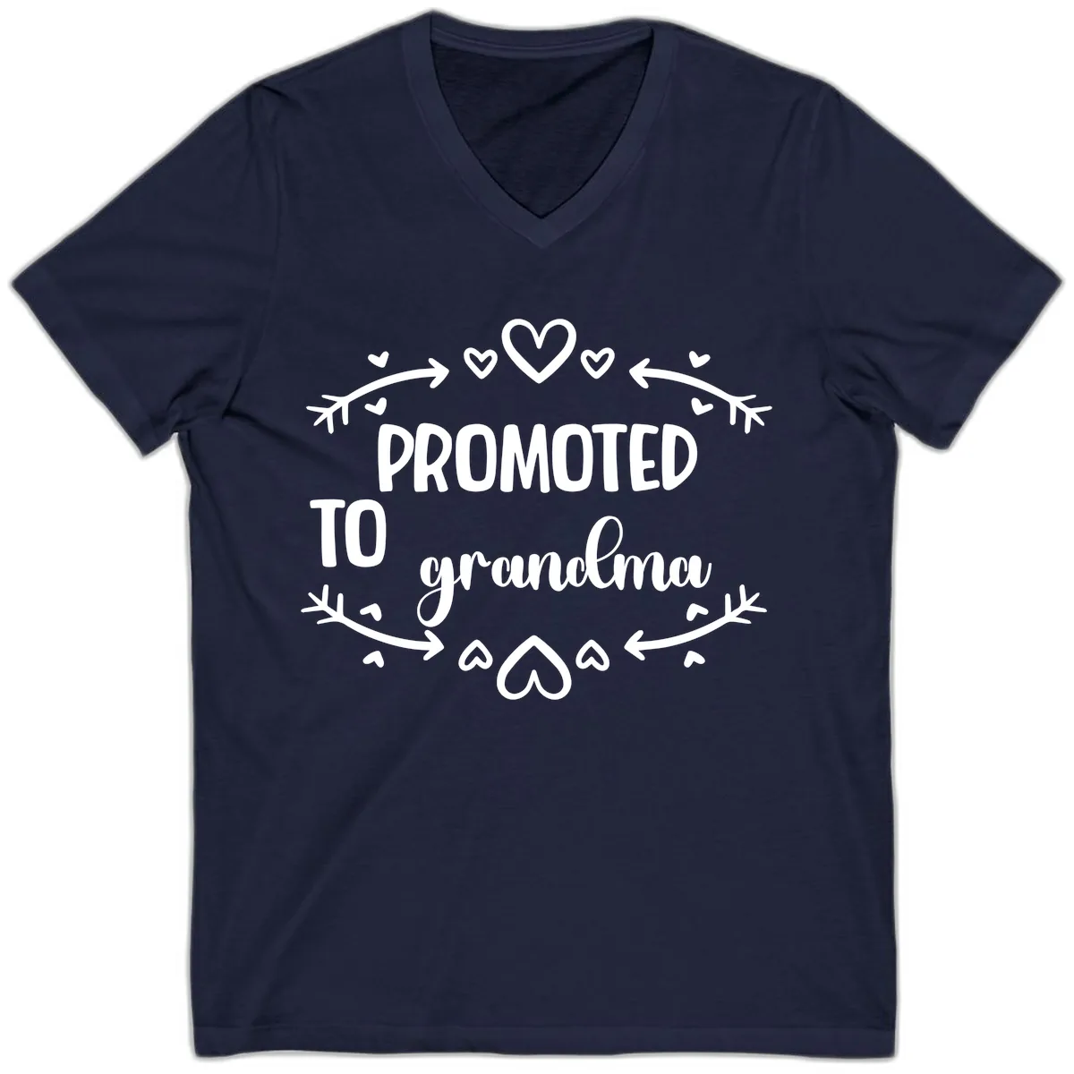 Promoted To Grandma Announcement V-Neck in Navy