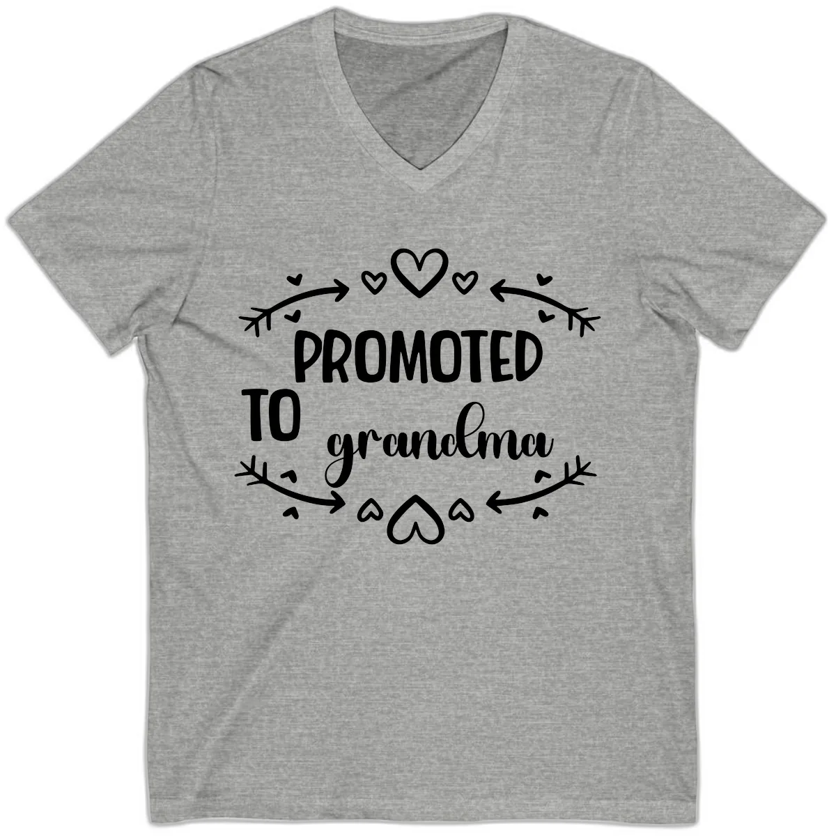 Promoted To Grandma Announcement V-Neck in Athletic Heather
