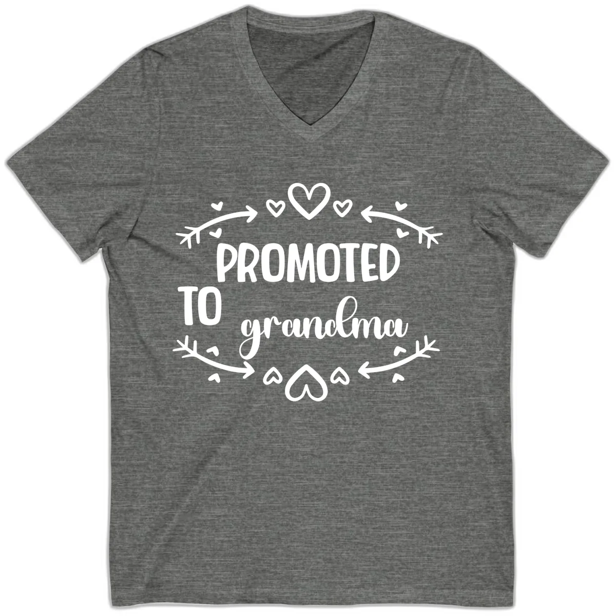 Promoted To Grandma Announcement V-Neck in Deep Heather
