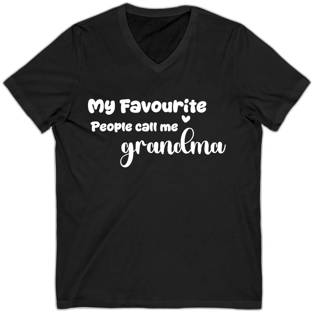 My Favourite People Call Me Grandma V-Neck in Black
