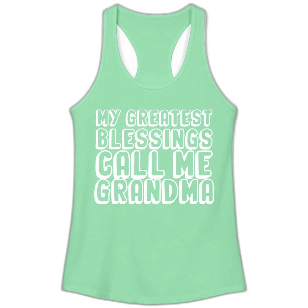 My Greatest Blessings Call Me Grandma Ladies Tank in Solid Mint