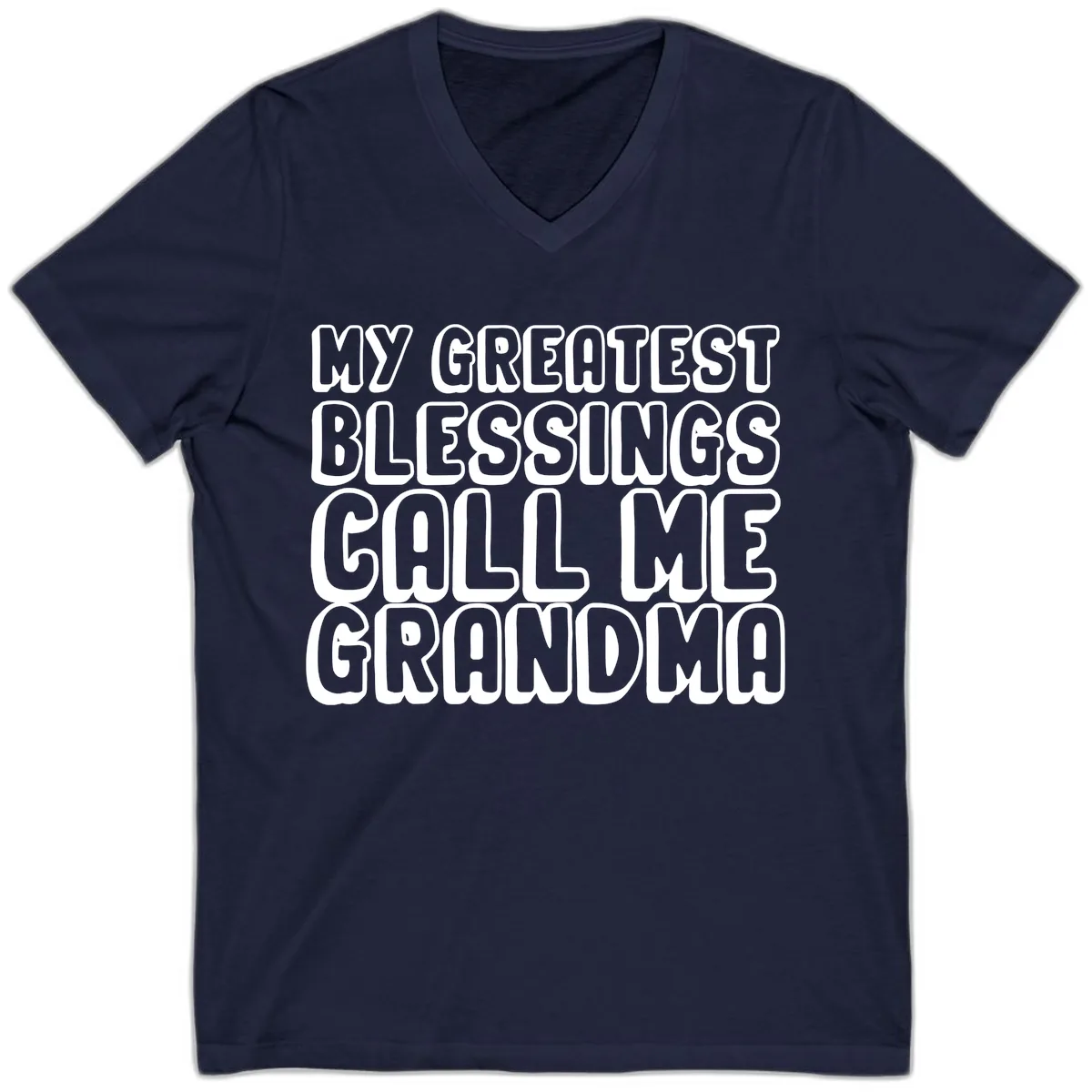 My Greatest Blessings Call Me Grandma V-Neck in Navy