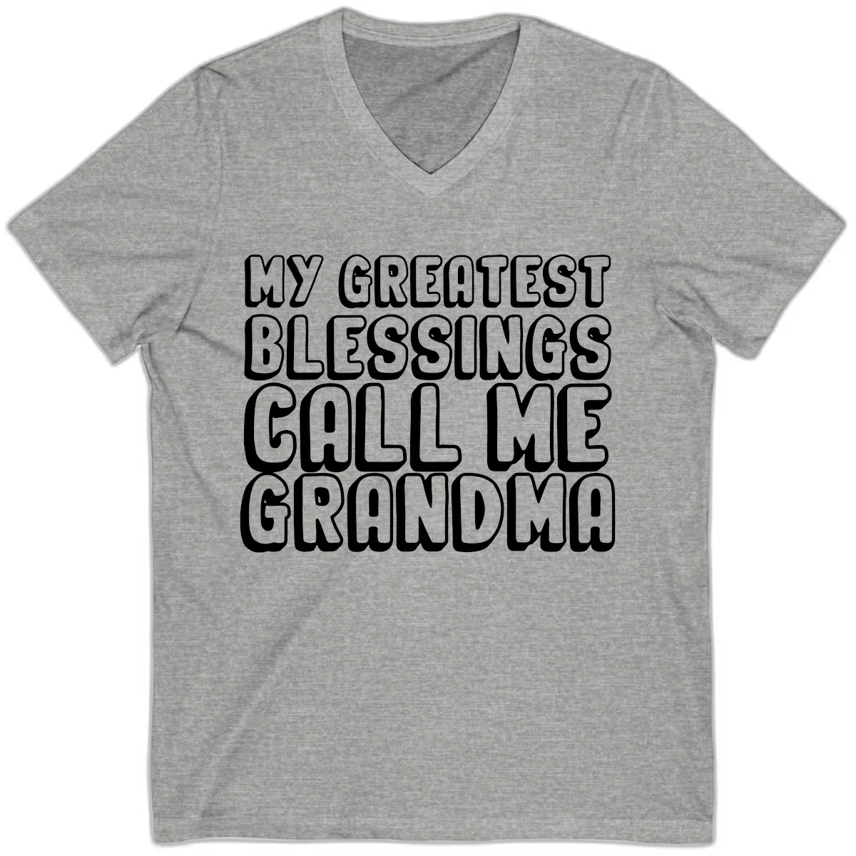 My Greatest Blessings Call Me Grandma V-Neck in Athletic Heather