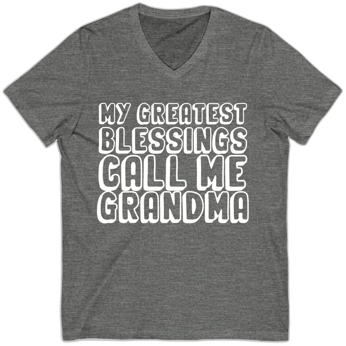 My Greatest Blessings Call Me Grandma V-Neck in Deep Heather