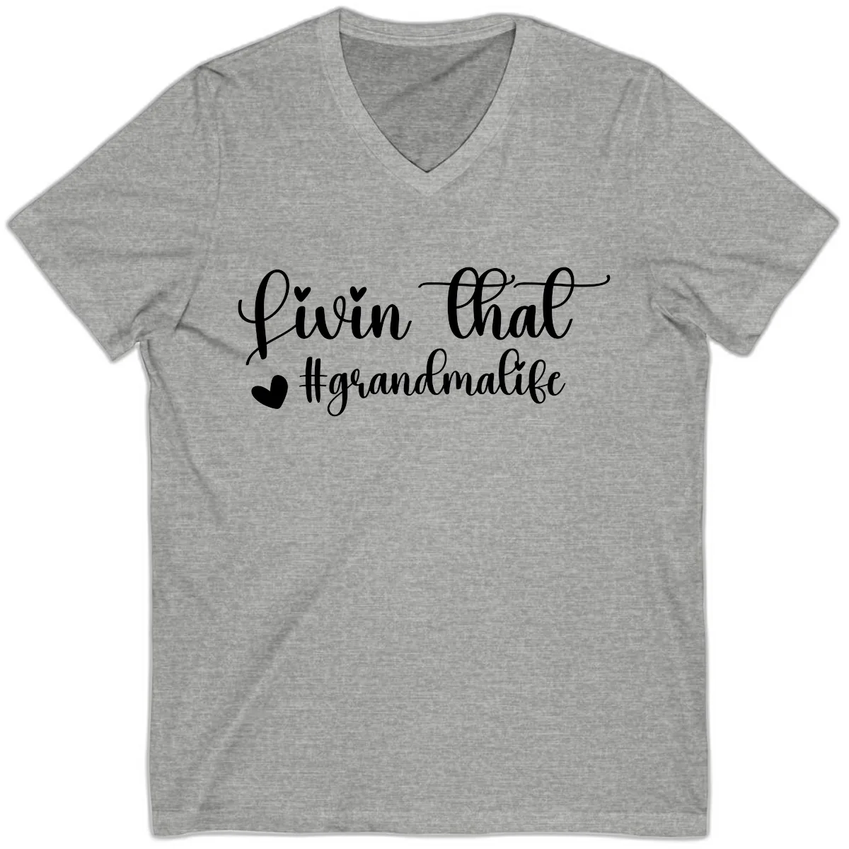 Livin That Grandma Life V-Neck in Athletic Heather