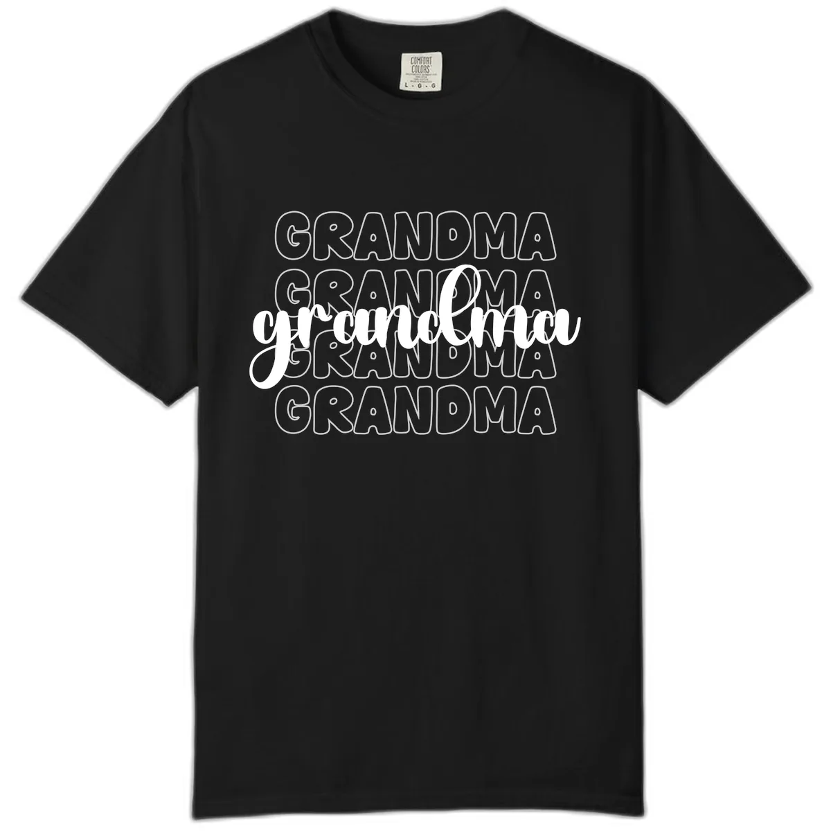 Grandma Repeating Text Design Comfort Color in Black