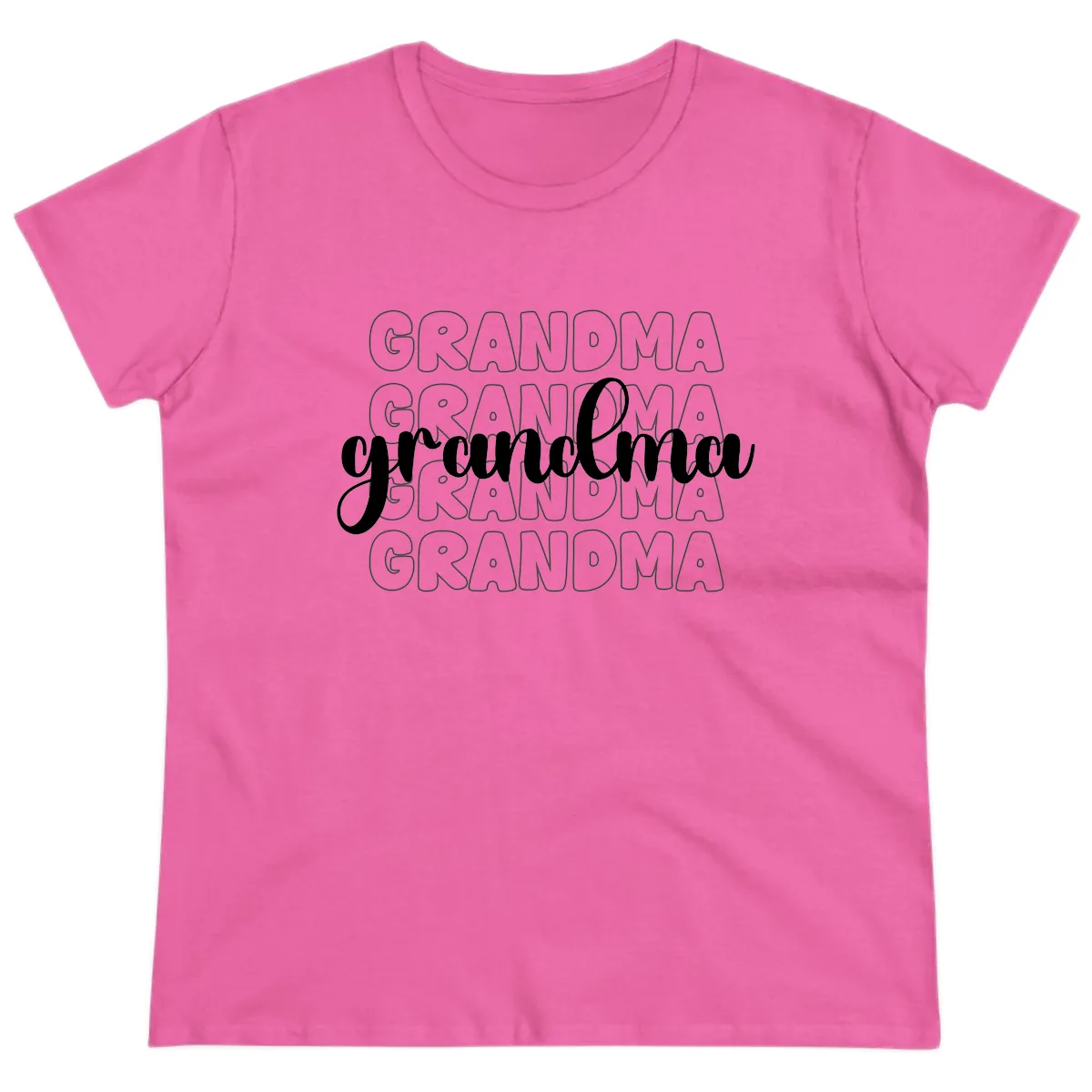 Grandma Repeating Text Design Ladies Tee in Azalea